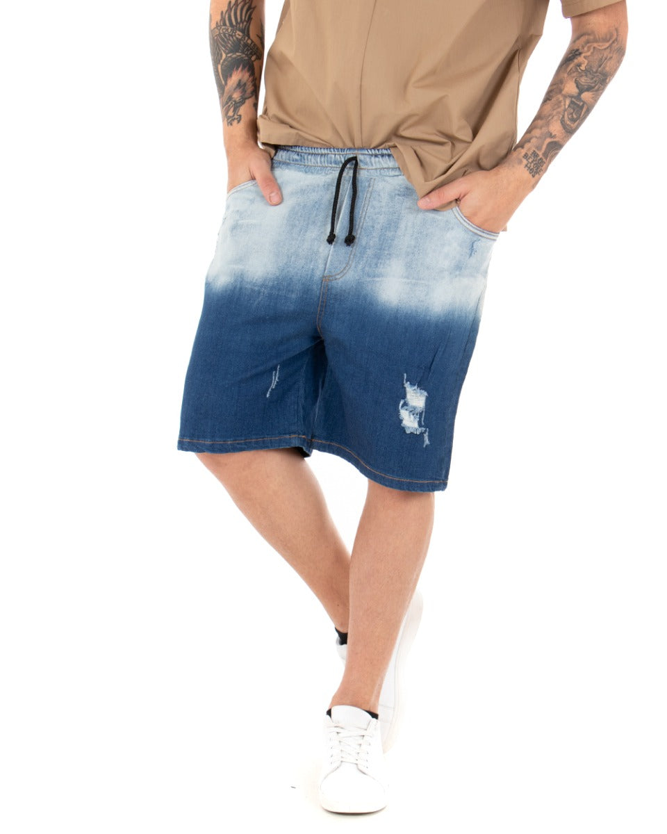 Bermuda Pantaloncino Uomo Jeans Bicolore Pantalaccio GIOSAL-PC1797A