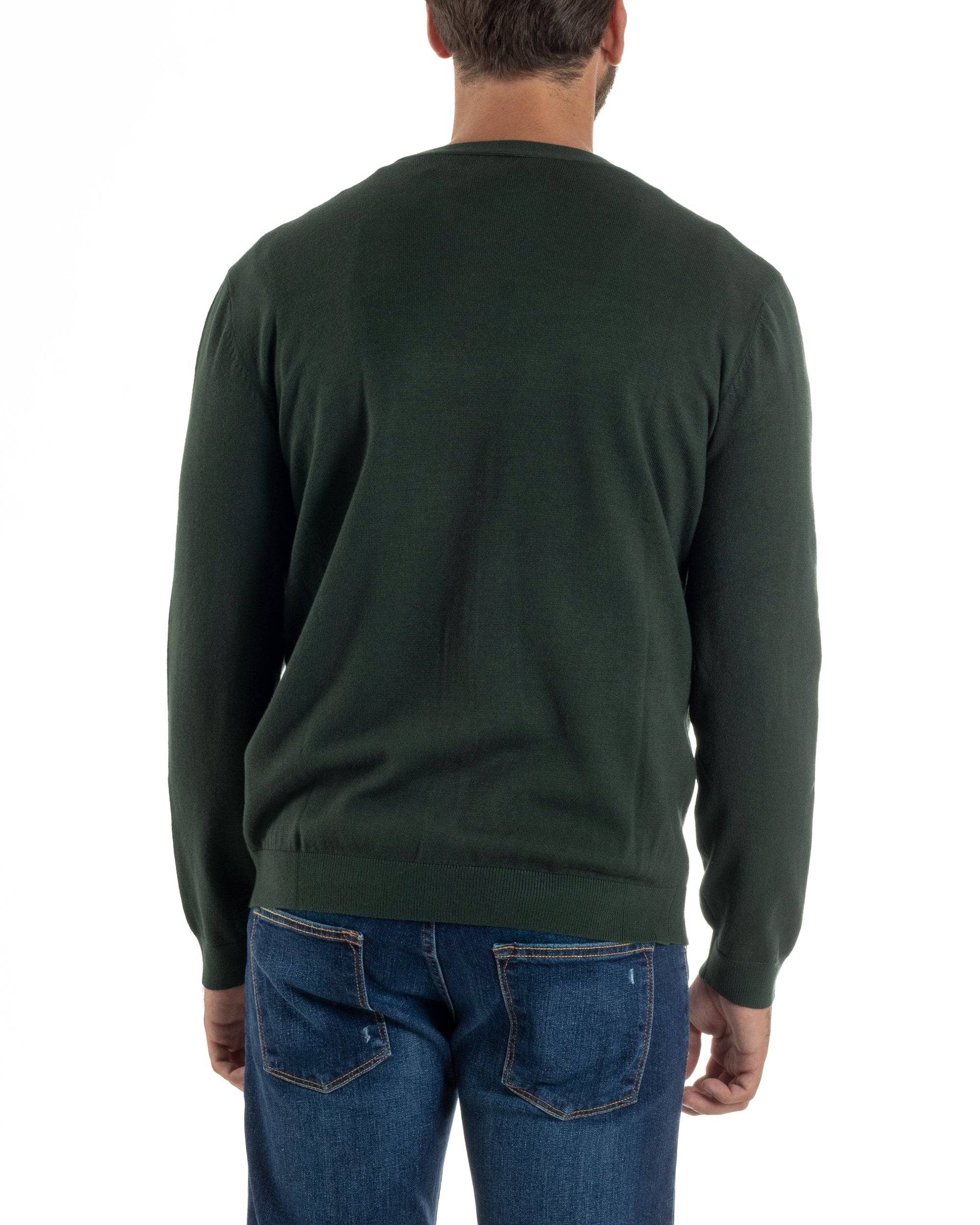 Cardigan Maglia Sottile Scollo a V Basic Verde M2690A