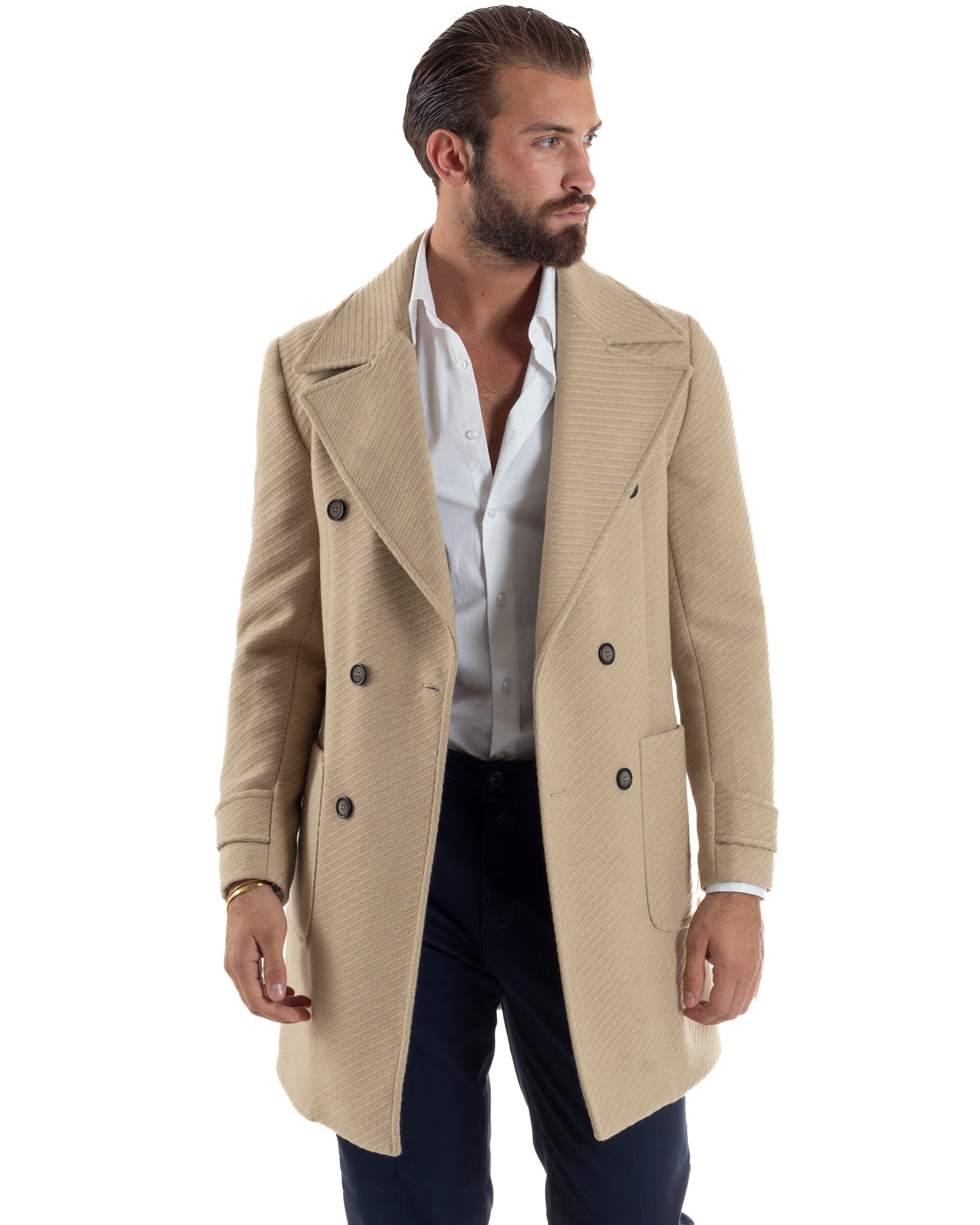 Cappotto Uomo Doppiopetto Diagonale Camel Over-D OE1F2W5K03