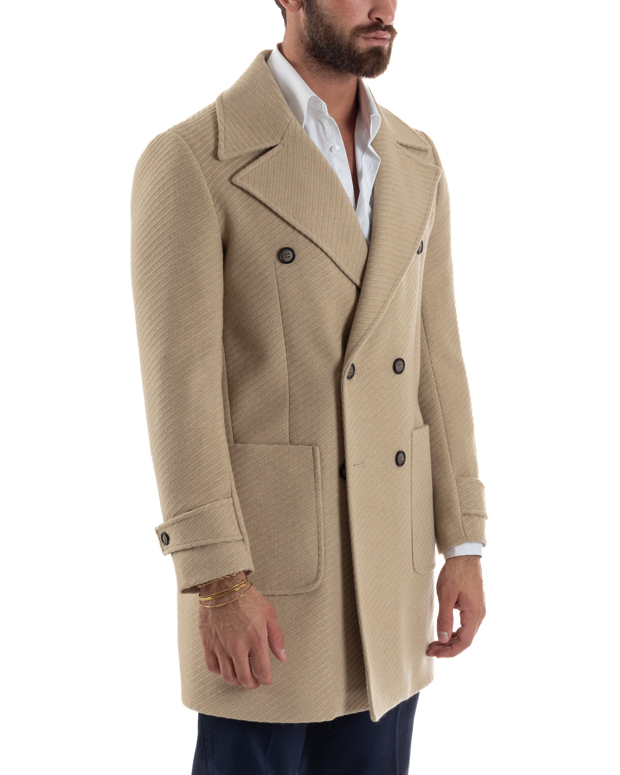 Cappotto Uomo Doppiopetto Diagonale Camel Over-D OE1F2W5K03
