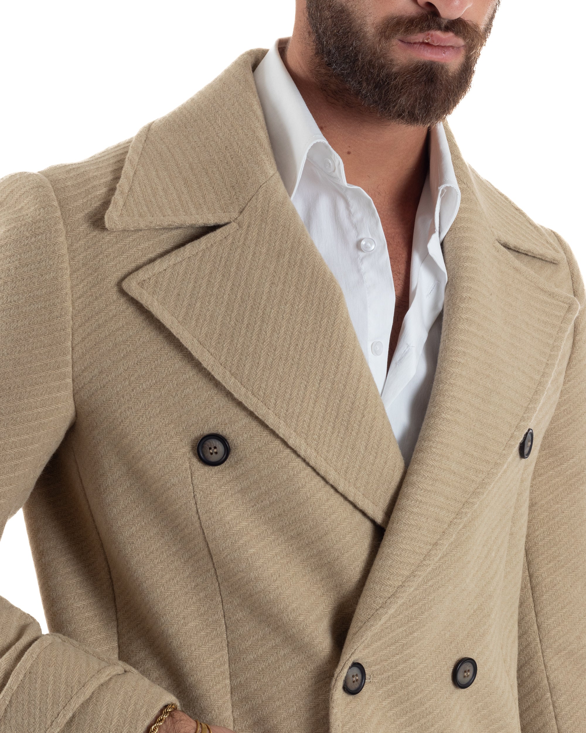 Cappotto Uomo Doppiopetto Diagonale Camel Over-D OE1F2W5K03