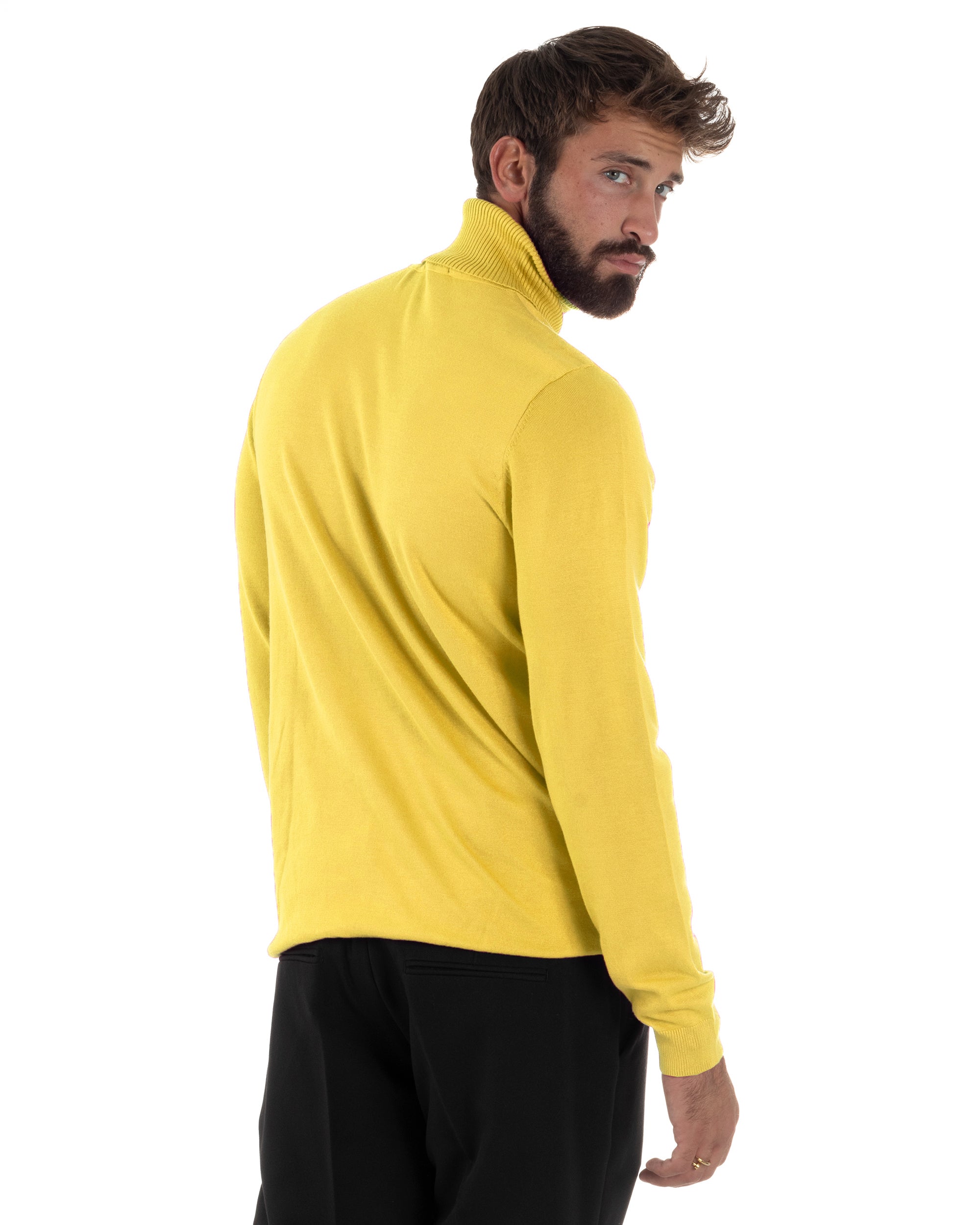 Maglioncino Uomo Collo Alto Maglia Rasata Dolcevita Basic Giallo M2544A