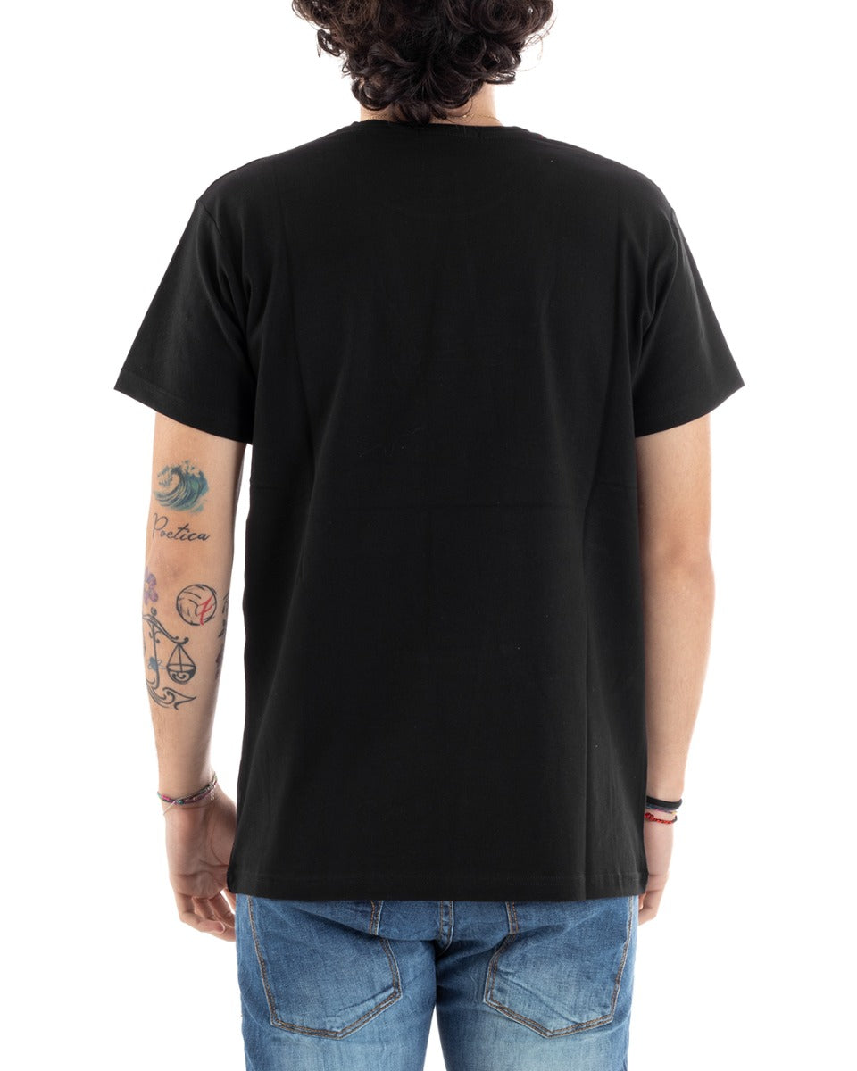 T-Shirt Uomo Superior Toppa Scritta Nera Girocollo Manica Corta GIOSAL-TS1937A