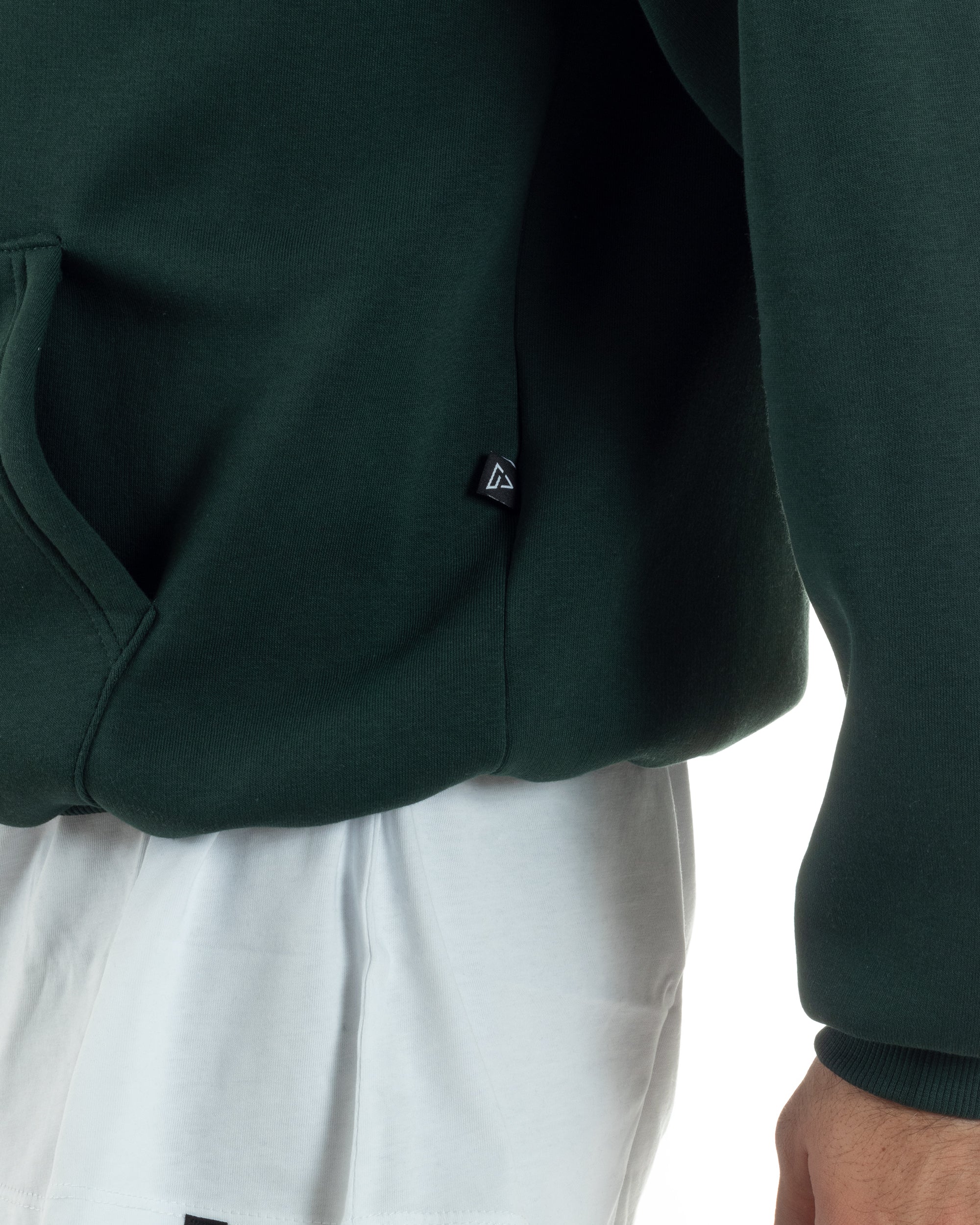 Felpa Boxy Fit Cappuccio E Zip Basic Felpata Verde F3063A