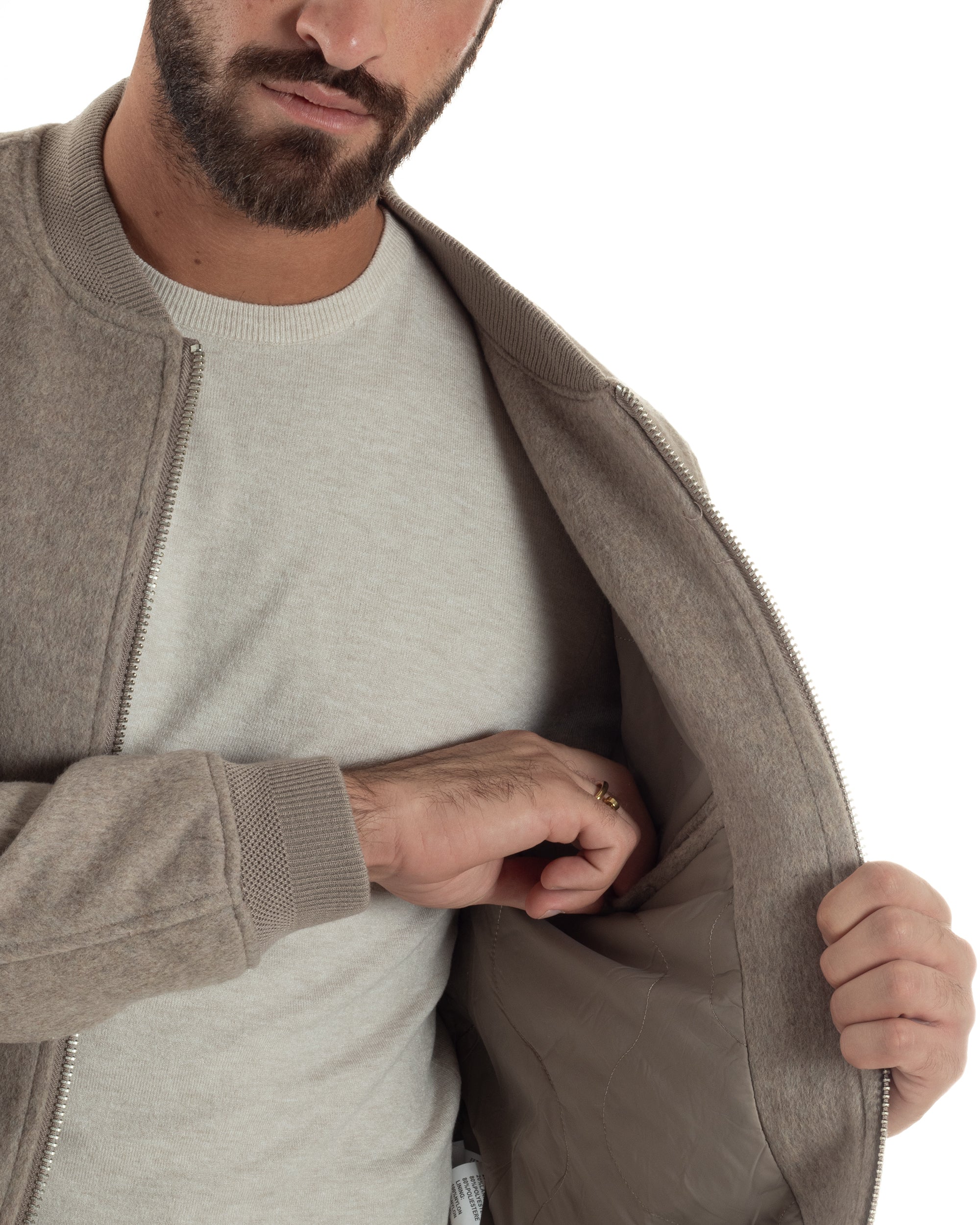 Giubbotto Uomo Bomber Camoscio College Beige G3361A