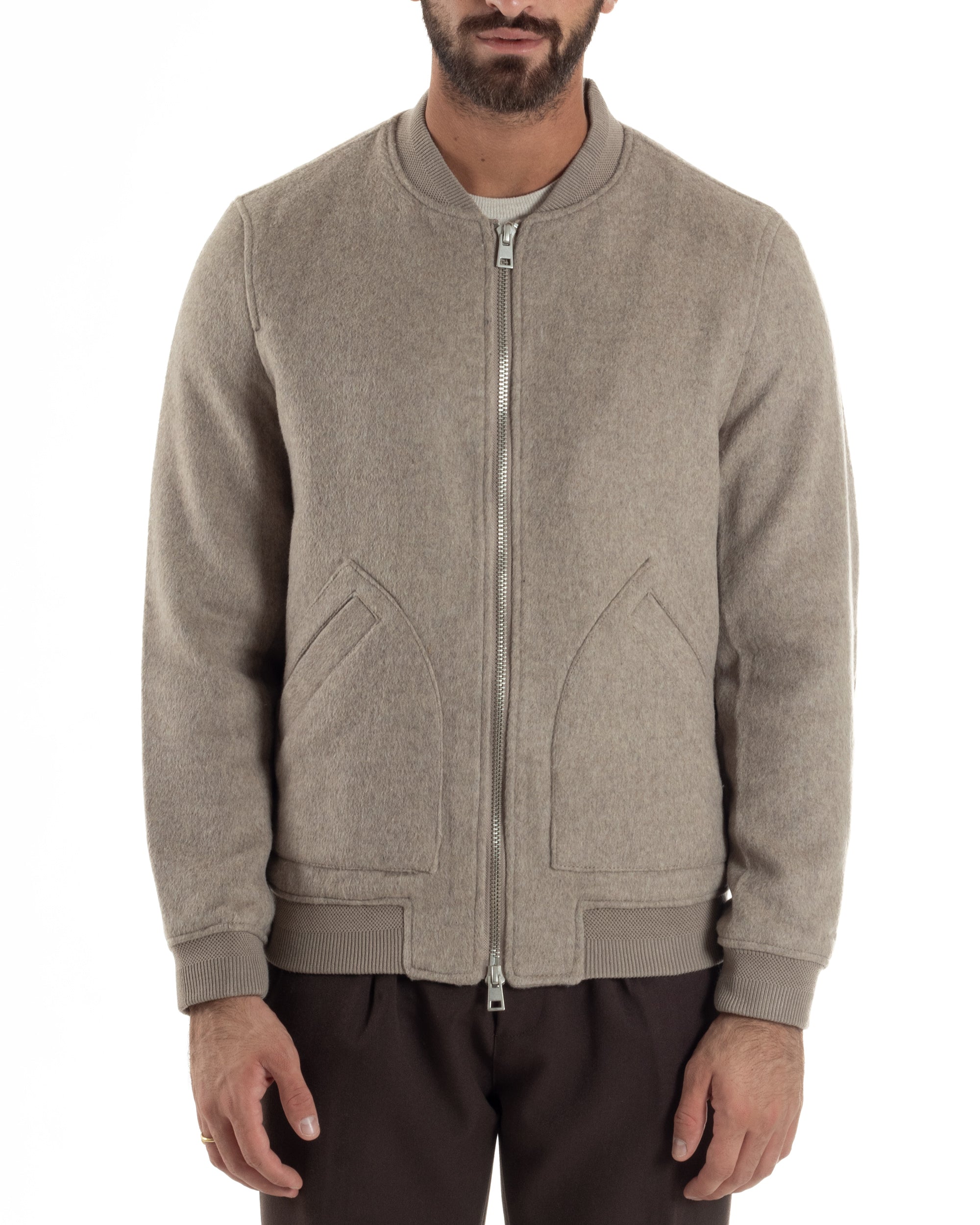 Giubbotto Uomo Bomber Camoscio College Beige G3361A