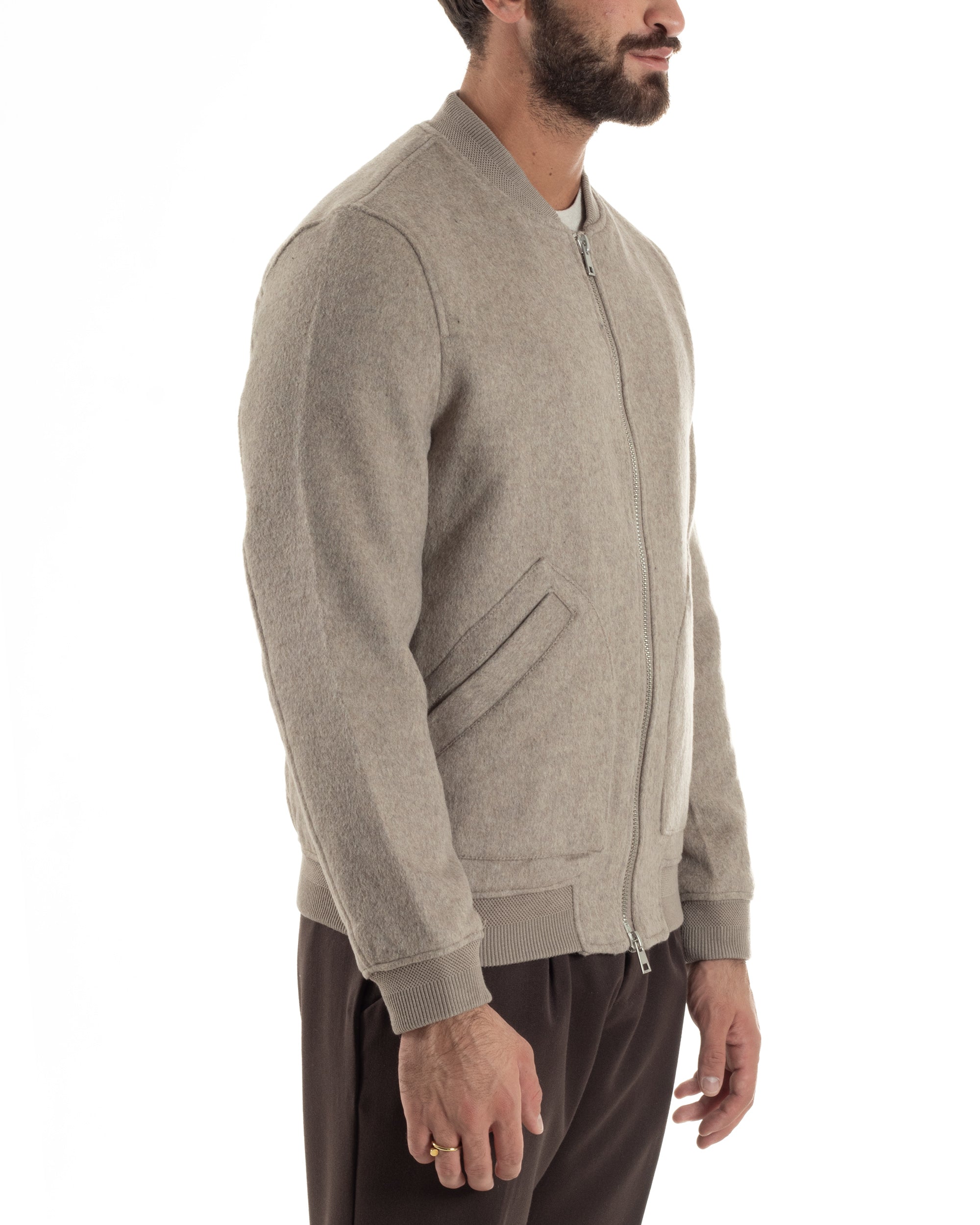 Giubbotto Uomo Bomber Camoscio College Beige G3361A