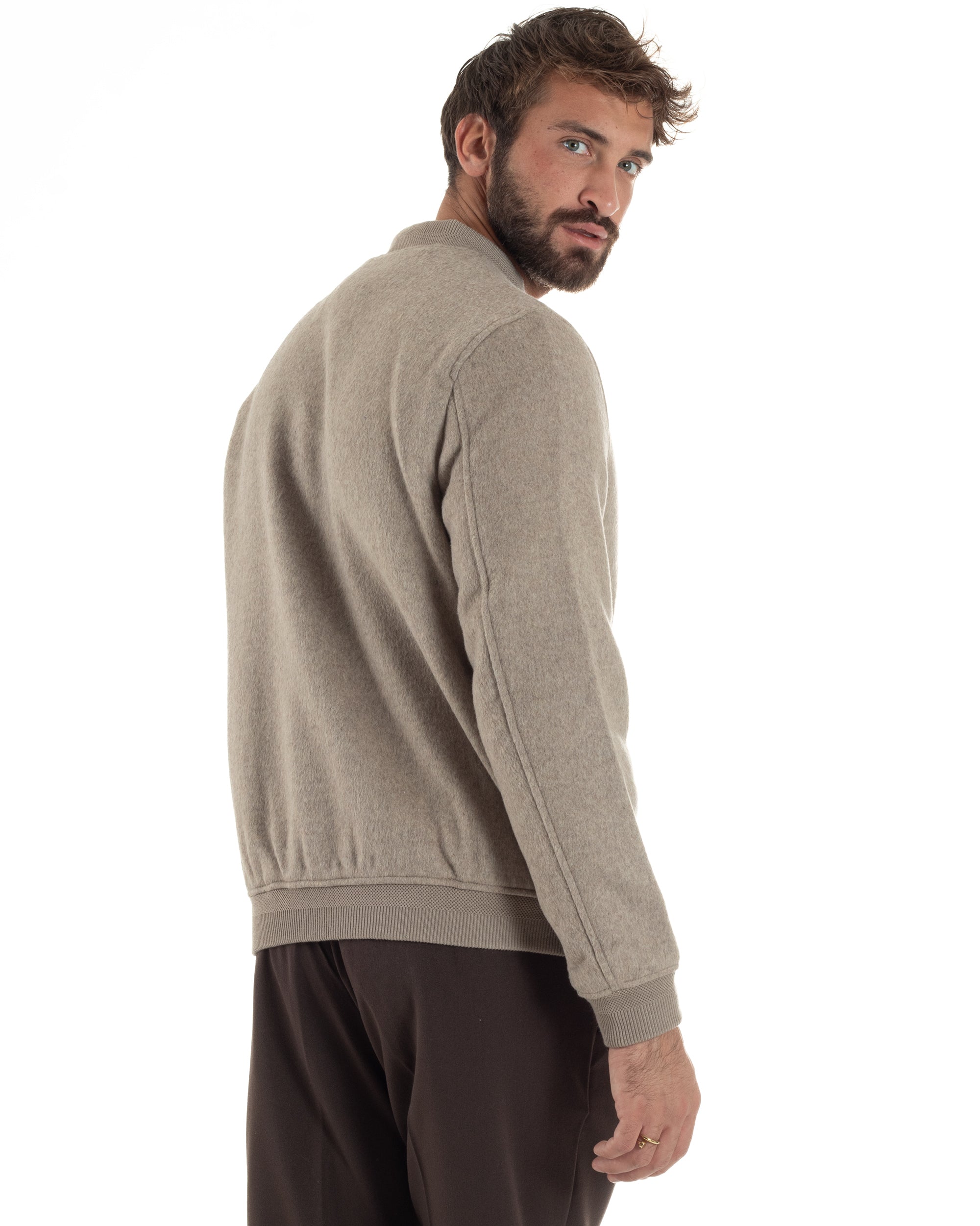 Giubbotto Uomo Bomber Camoscio College Beige G3361A