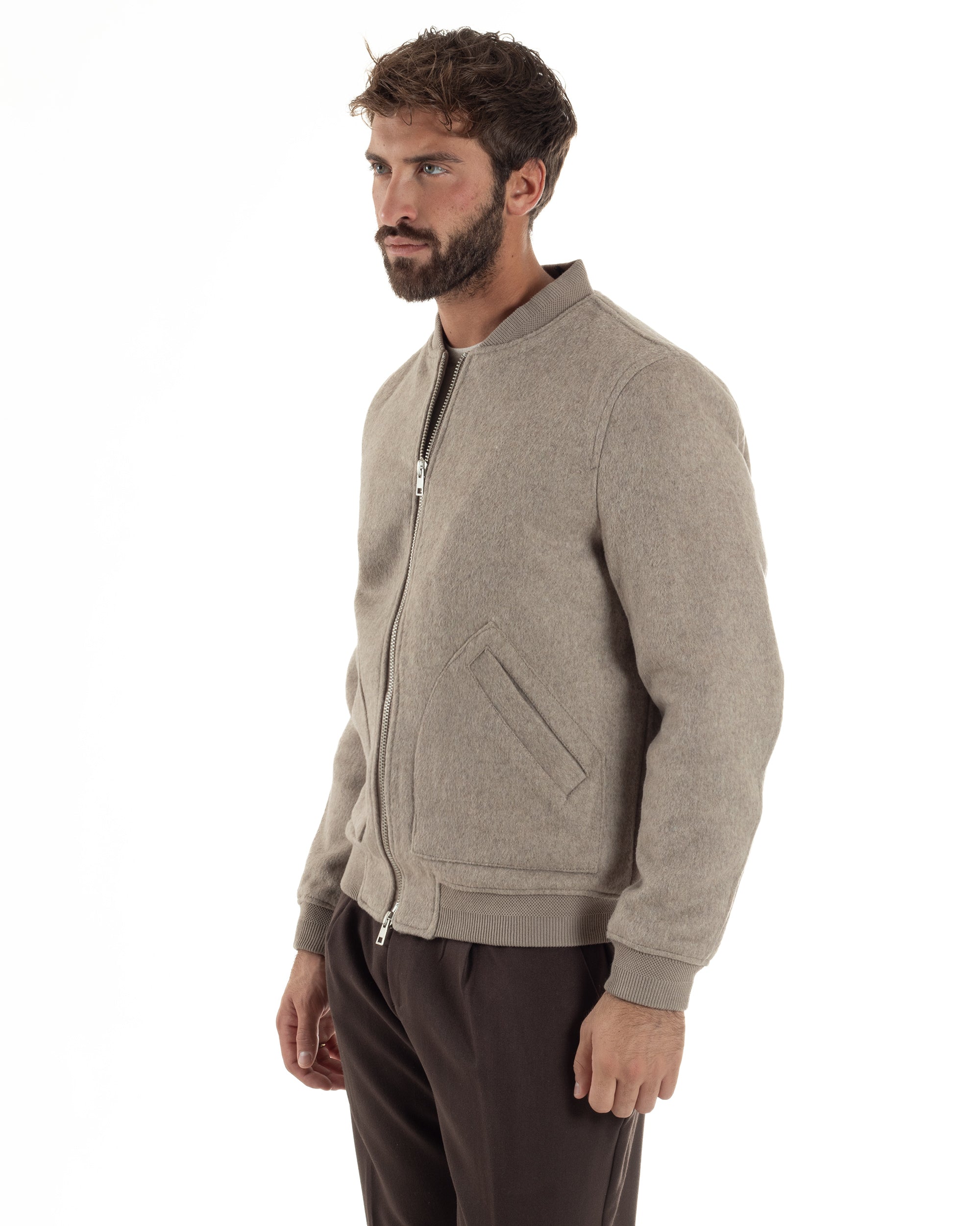 Giubbotto Uomo Bomber Camoscio College Beige G3361A