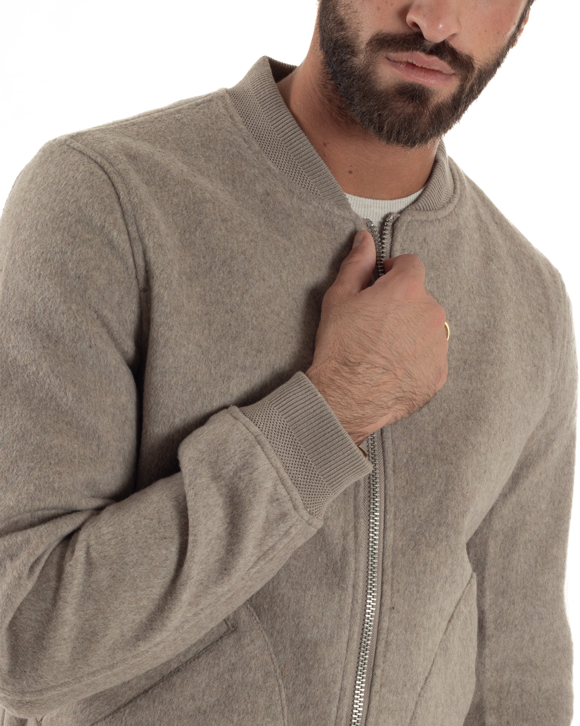 Giubbotto Uomo Bomber Camoscio College Beige G3361A