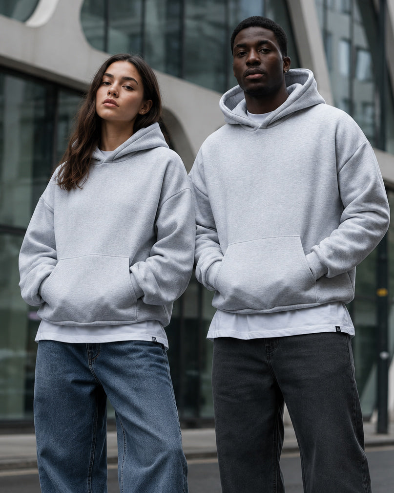 Men's boxy fit basic hoodie comfortable sweatshirt light grey GIOSAL-F2991A