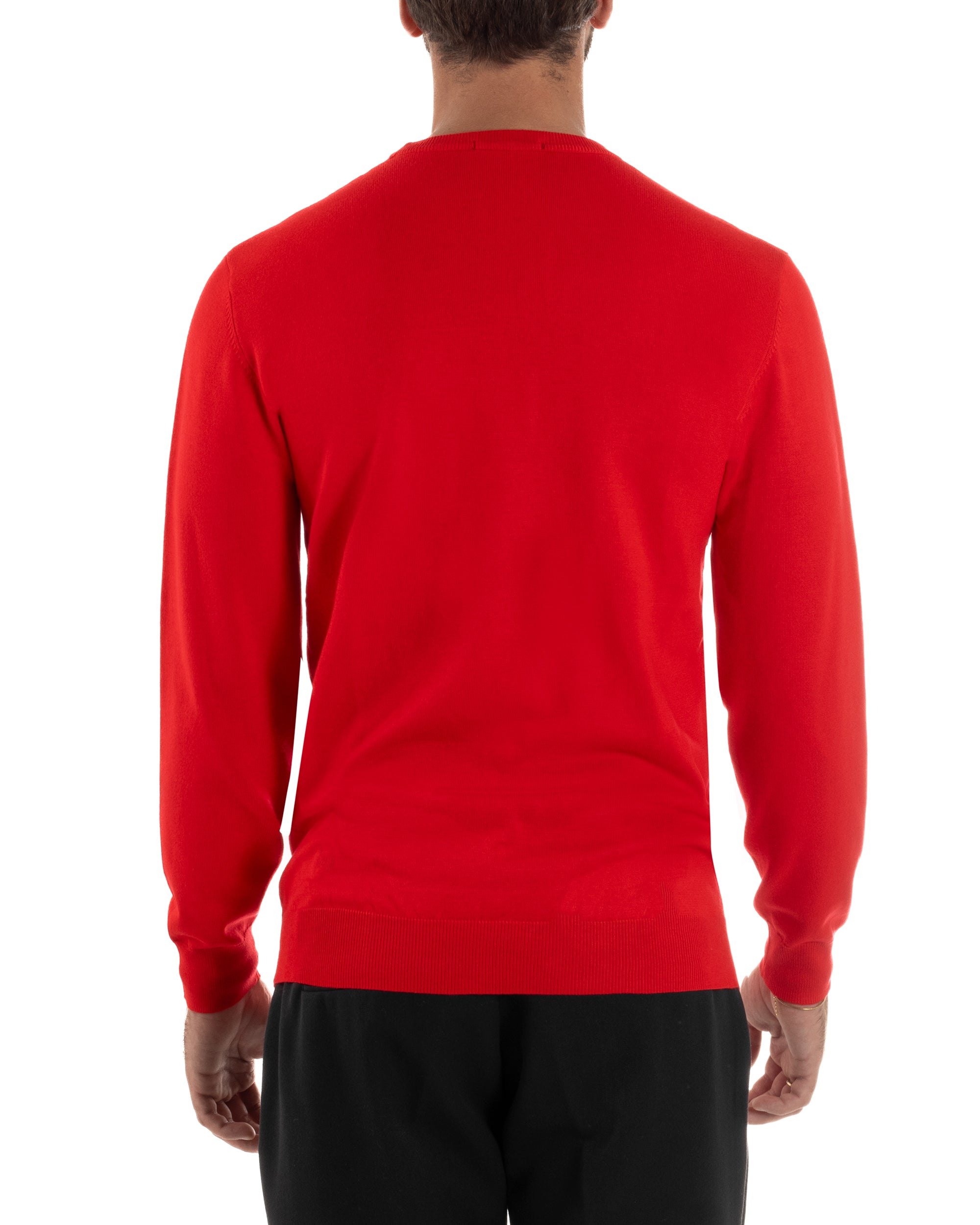 Maglioncino Uomo Girocollo Basic Tinta Unita Rosso M2498A