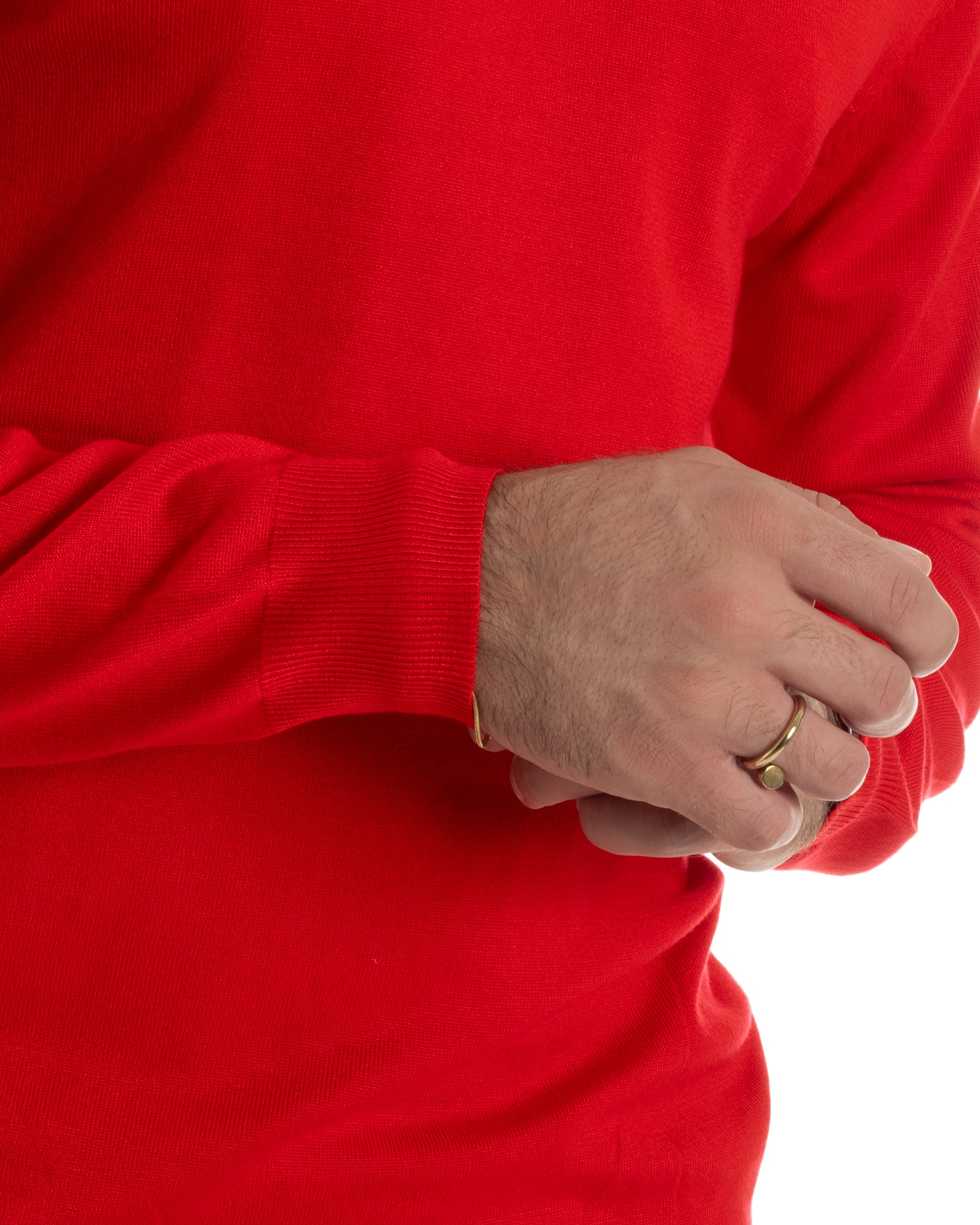 Maglioncino Uomo Girocollo Basic Tinta Unita Rosso M2498A