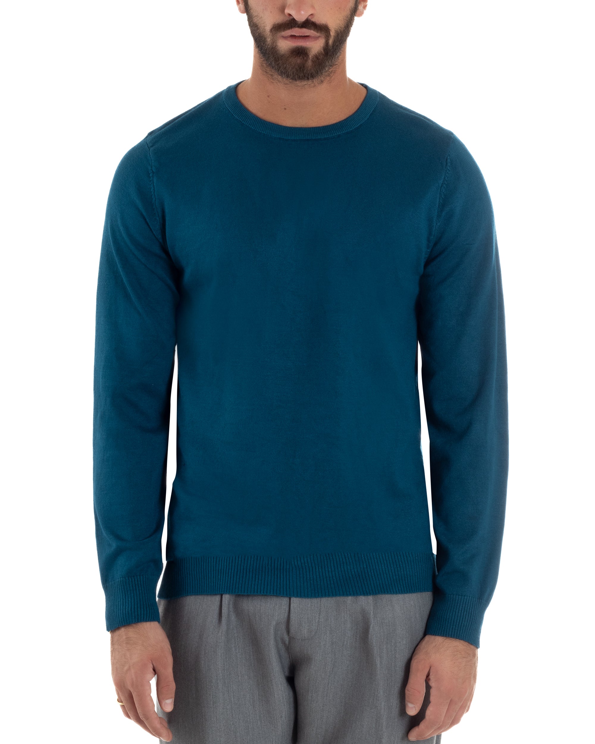 Maglioncino Uomo Girocollo Basic Tinta Unita Ottanio M3056A