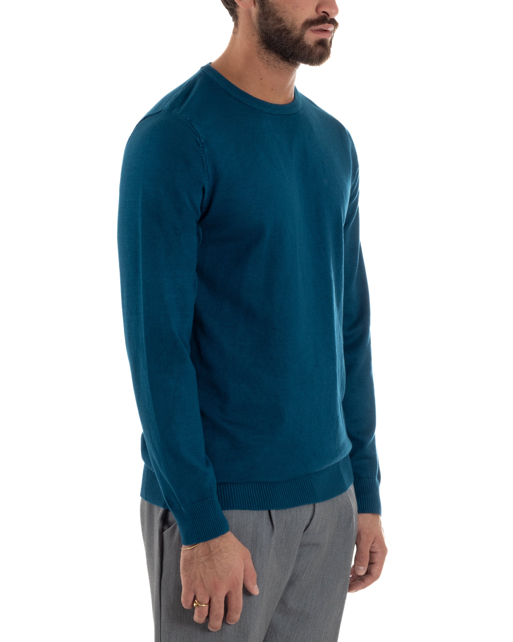 Maglioncino Uomo Girocollo Basic Tinta Unita Ottanio M3056A
