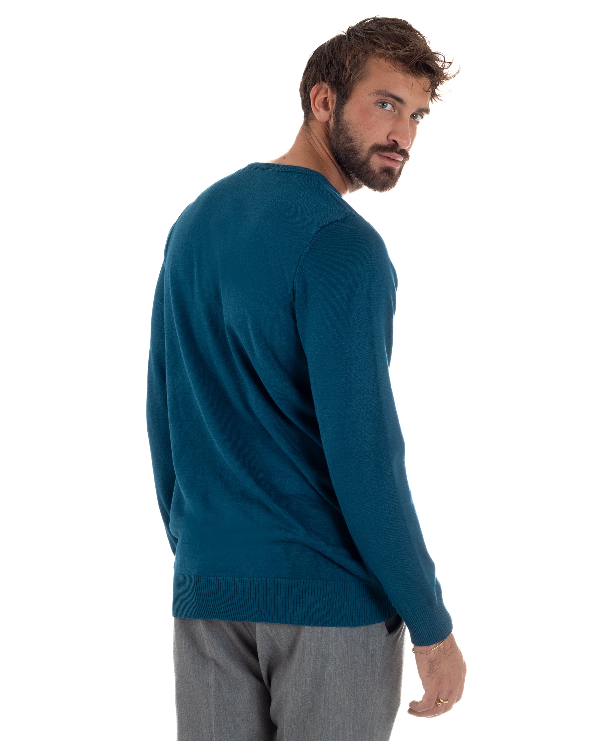 Maglioncino Uomo Girocollo Basic Tinta Unita Ottanio M3056A