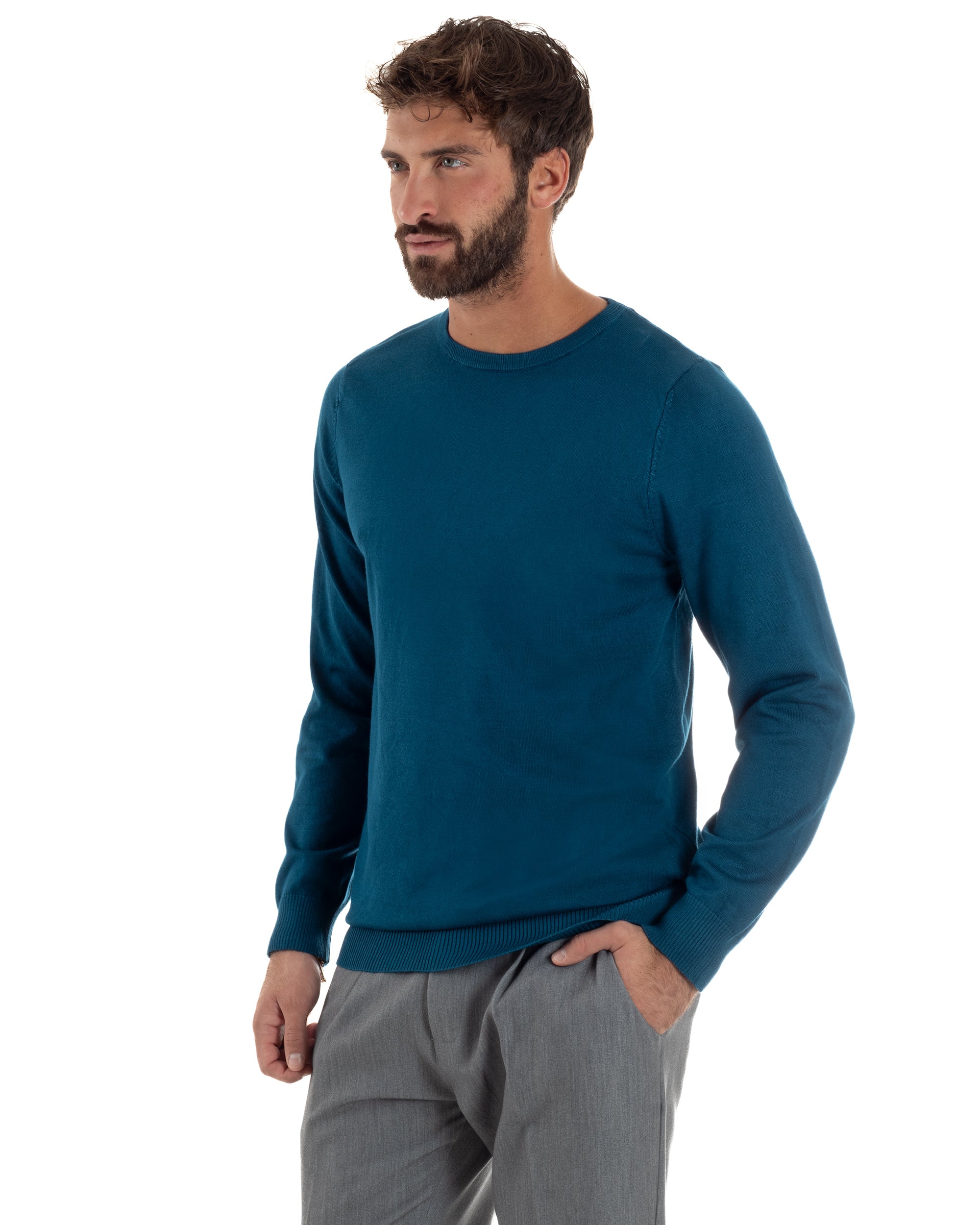 Maglioncino Uomo Girocollo Basic Tinta Unita Ottanio M3056A