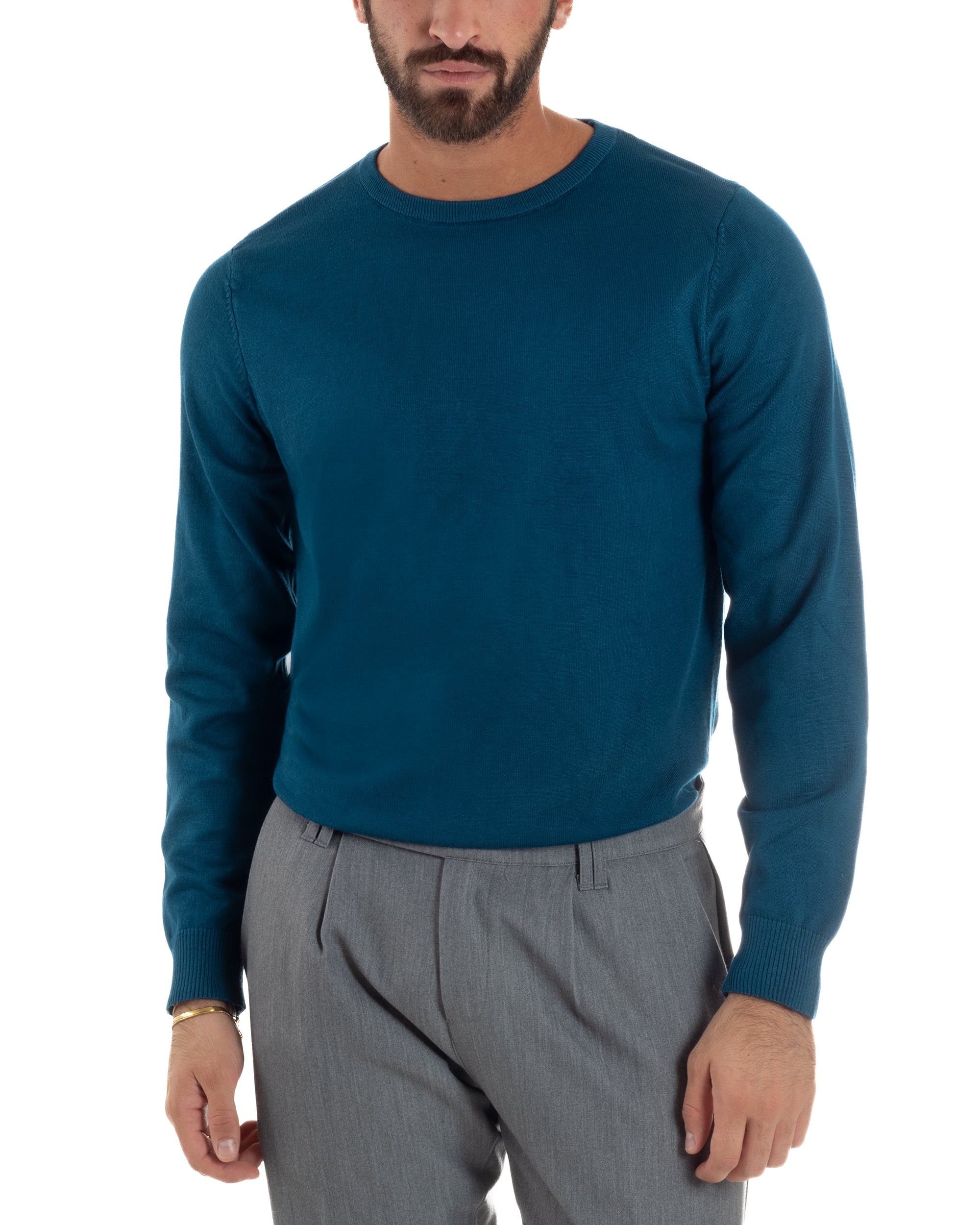 Maglioncino Uomo Girocollo Basic Tinta Unita Ottanio M3056A