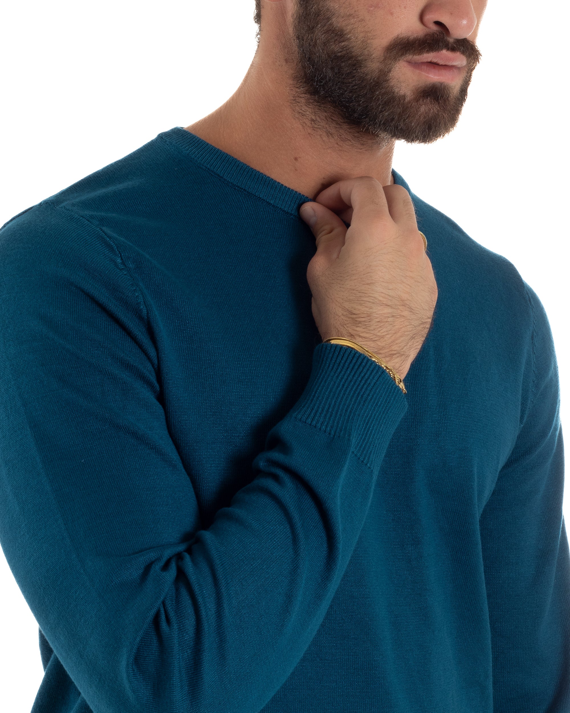 Maglioncino Uomo Girocollo Basic Tinta Unita Ottanio M3056A