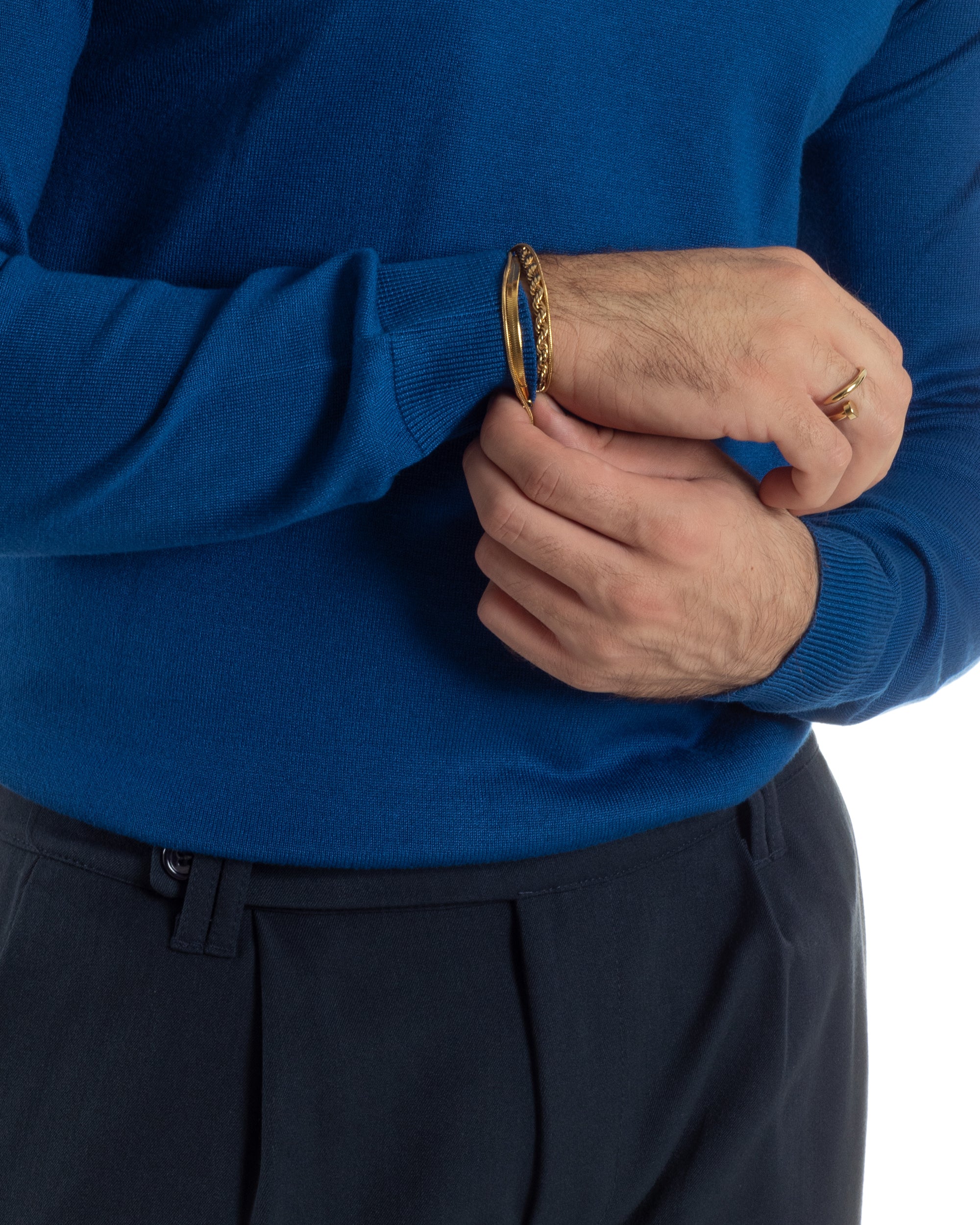 Maglioncino Uomo Girocollo Basic Tinta Unita Blu Royal M2502A