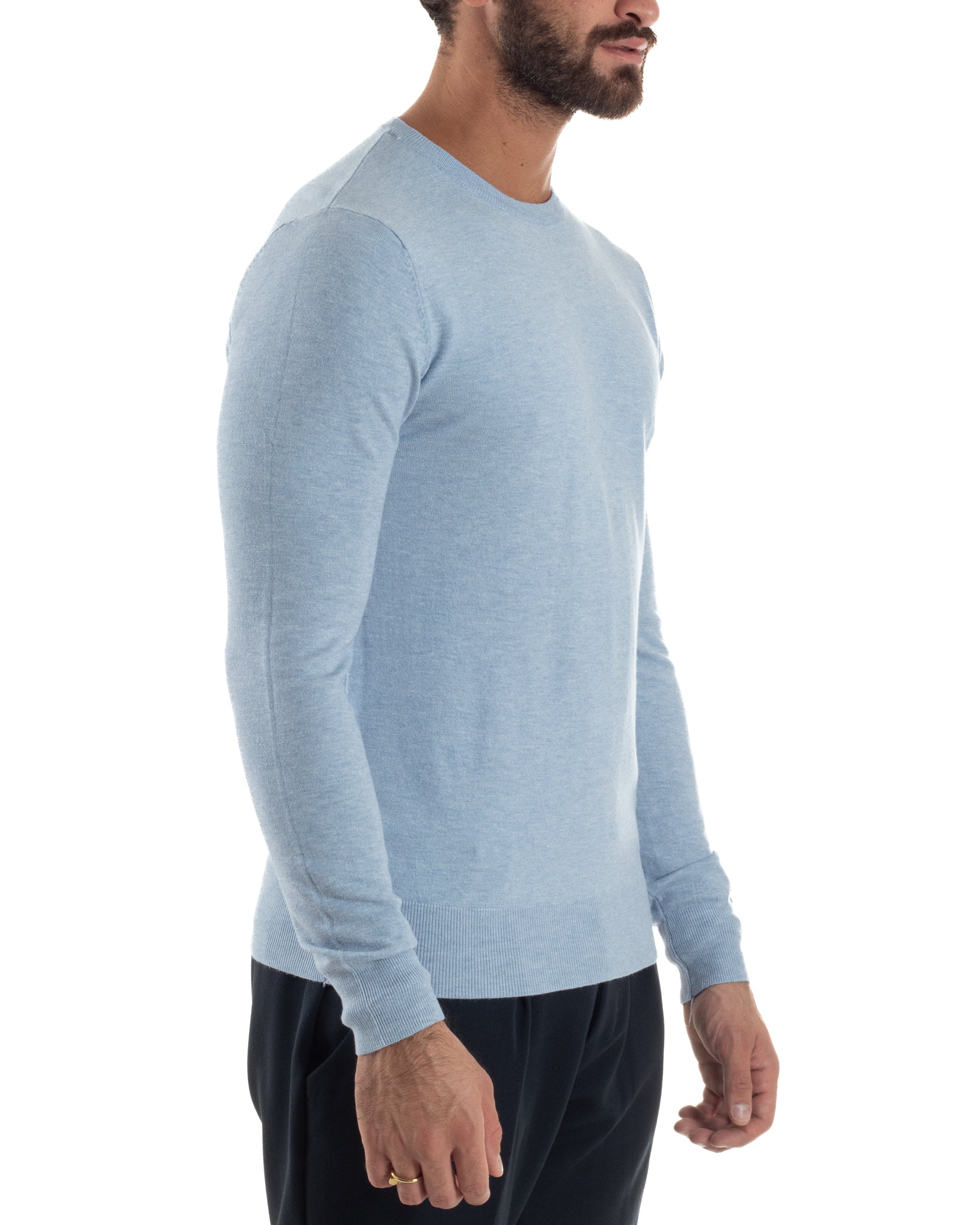 Maglioncino Uomo Girocollo Basic Tinta Unita Polvere M2570A