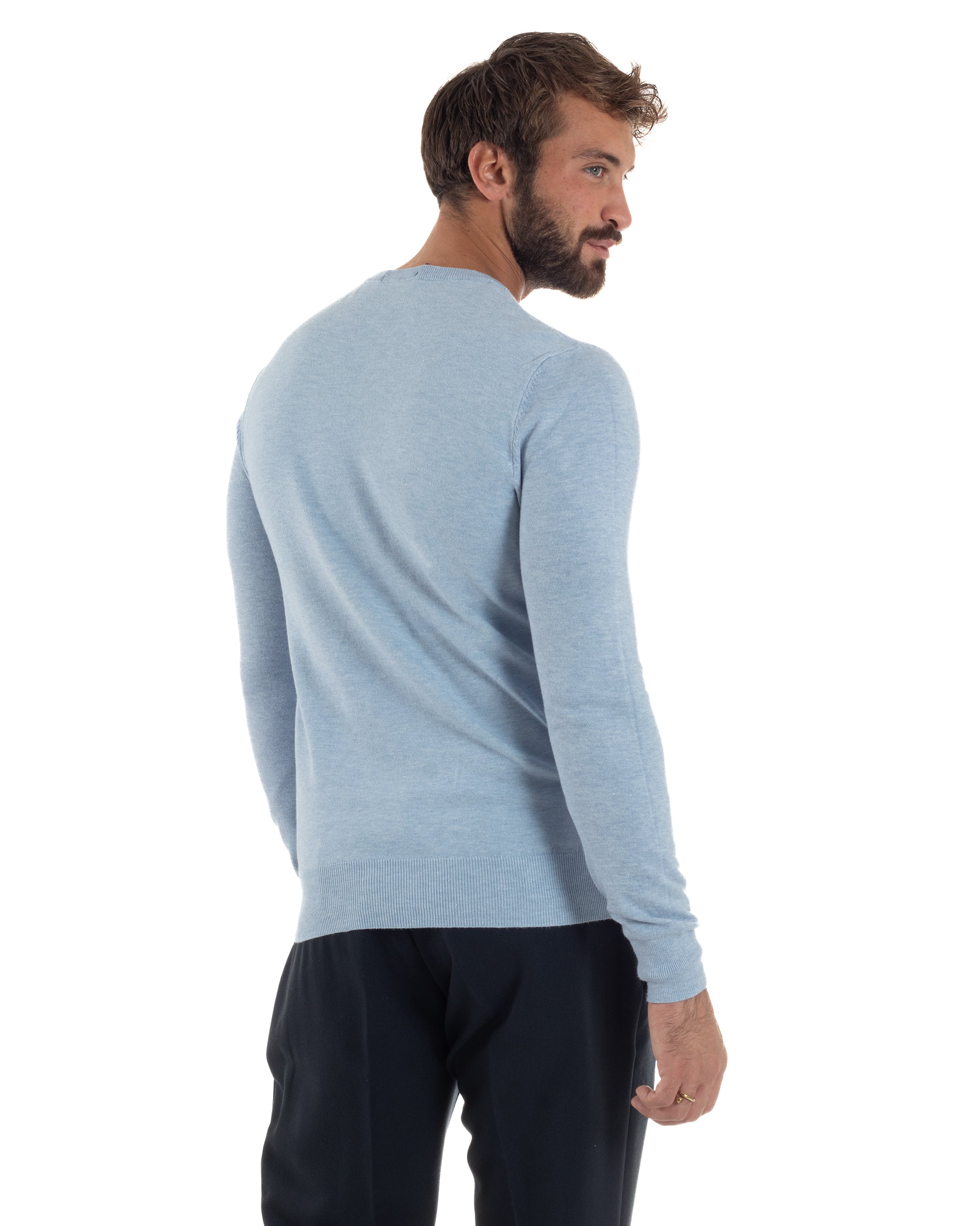 Maglioncino Uomo Girocollo Basic Tinta Unita Polvere M2570A