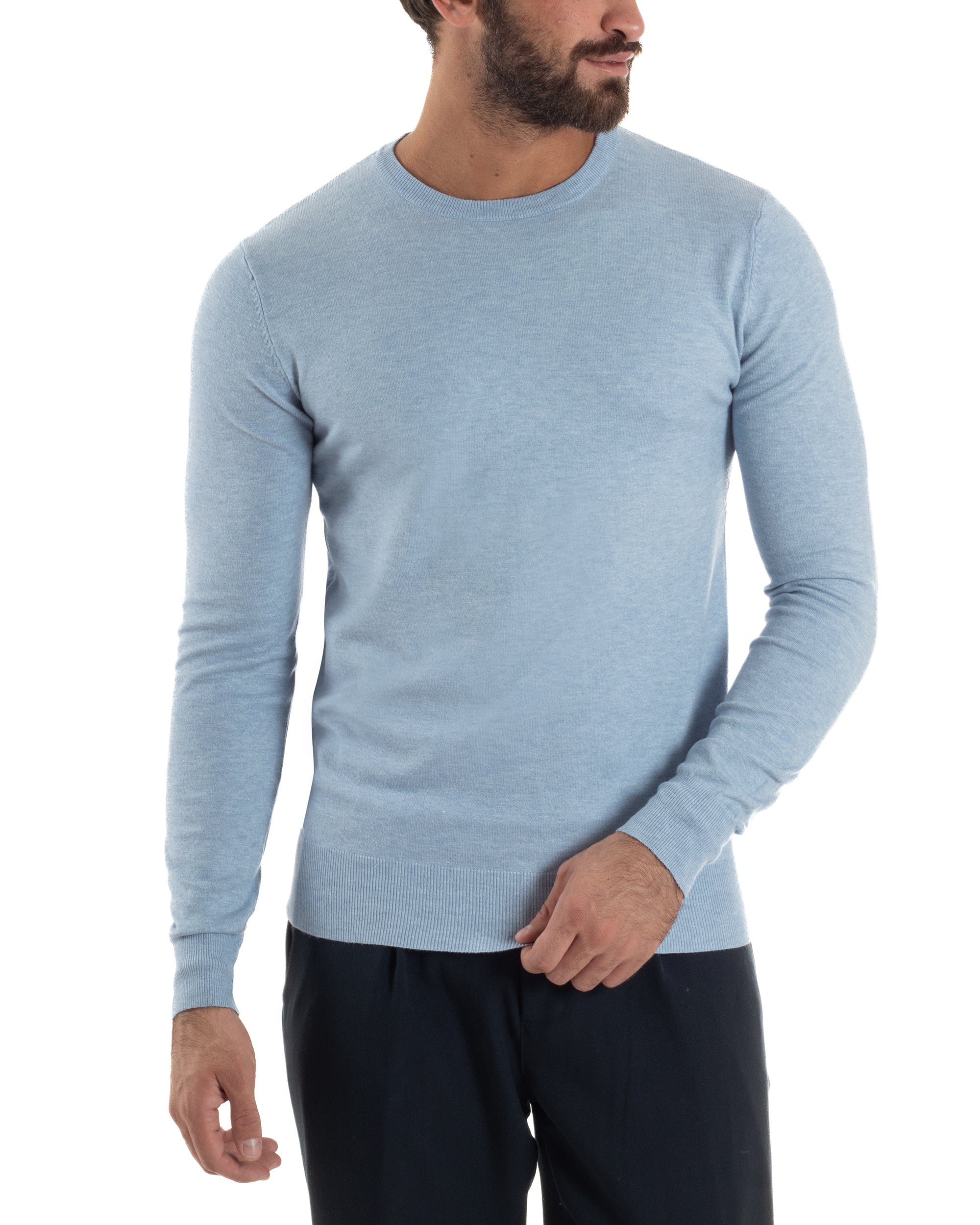 Maglioncino Uomo Girocollo Basic Tinta Unita Polvere M2570A