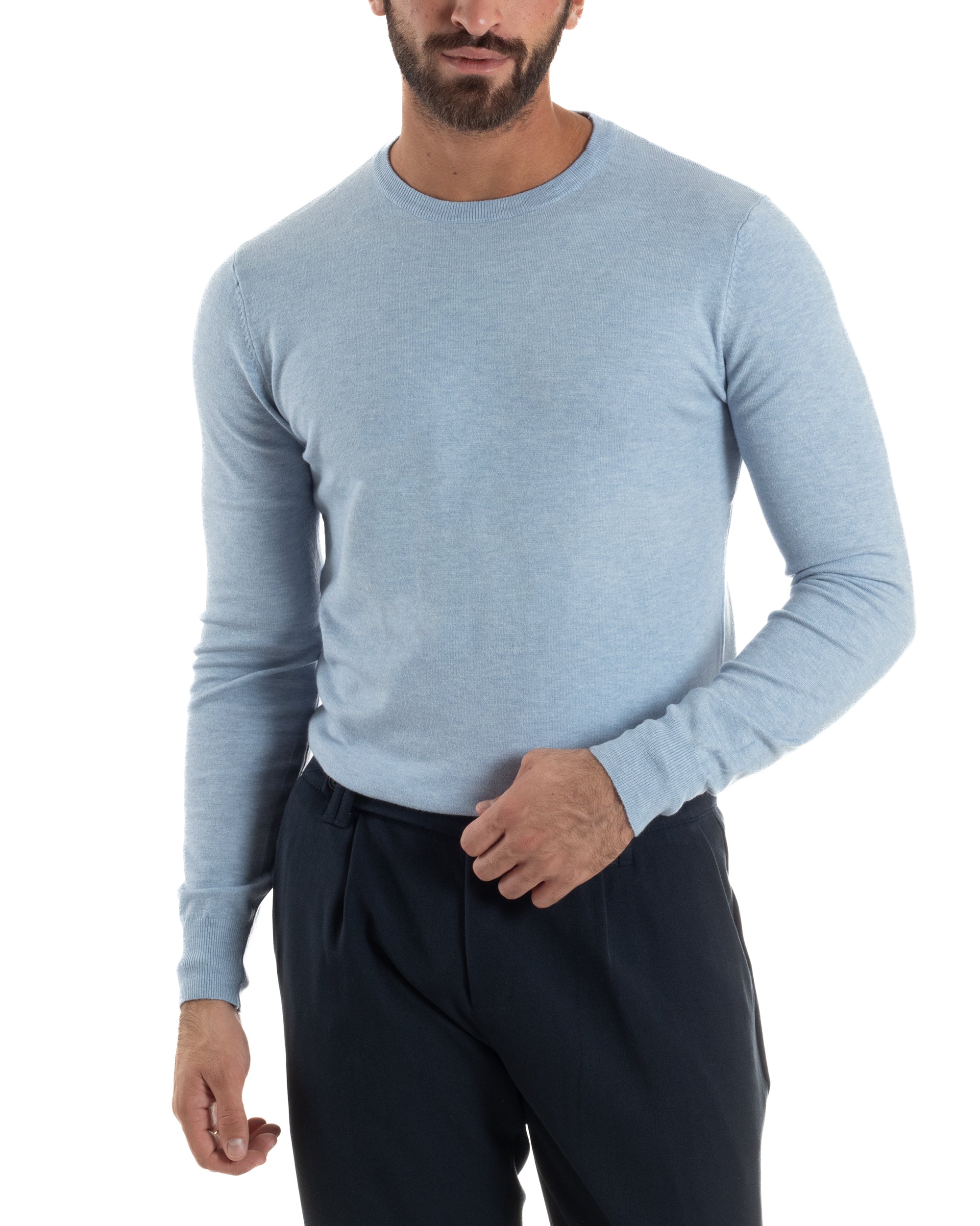 Maglioncino Uomo Girocollo Basic Tinta Unita Polvere M2570A