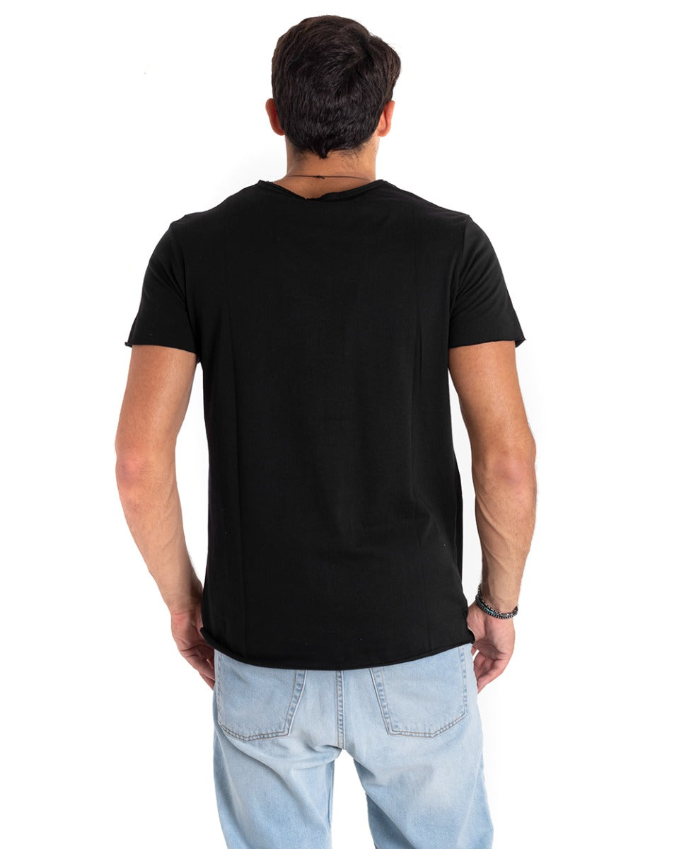 T-Shirt Uomo Stampa Teschio Nera MOD Girocollo Manica Corta GIOSAL TS2654A