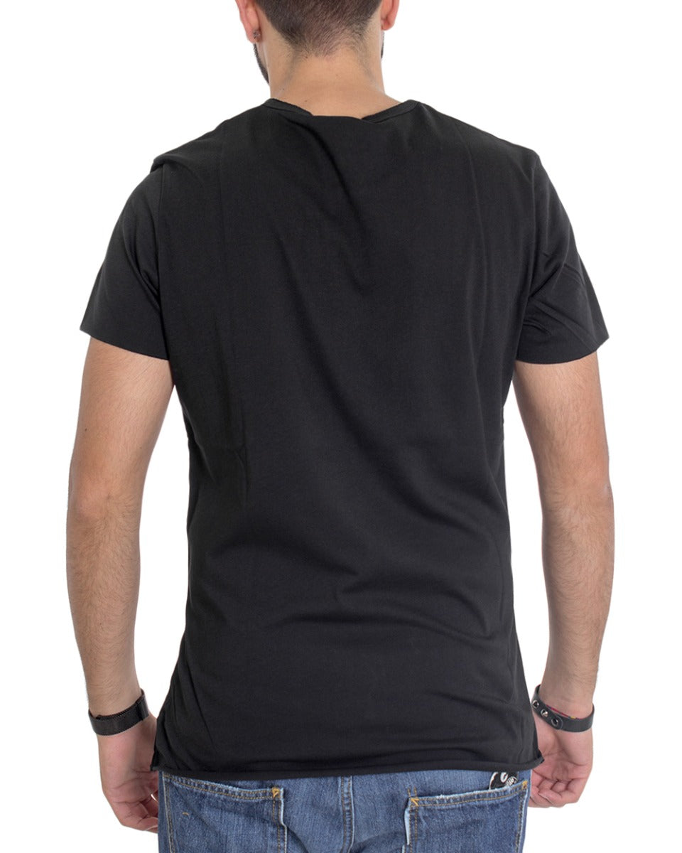 T-Shirt Uomo Stampa Teschio Nera MOD Girocollo Manica Corta GIOSAL TS2654A