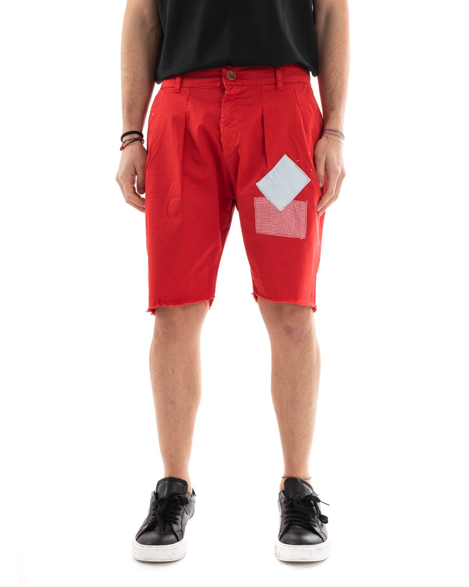 Bermuda Pantaloncino Pantalone Corto Uomo Cotone Shorts Toppe Scozzese GIOSAL-PC1078A
