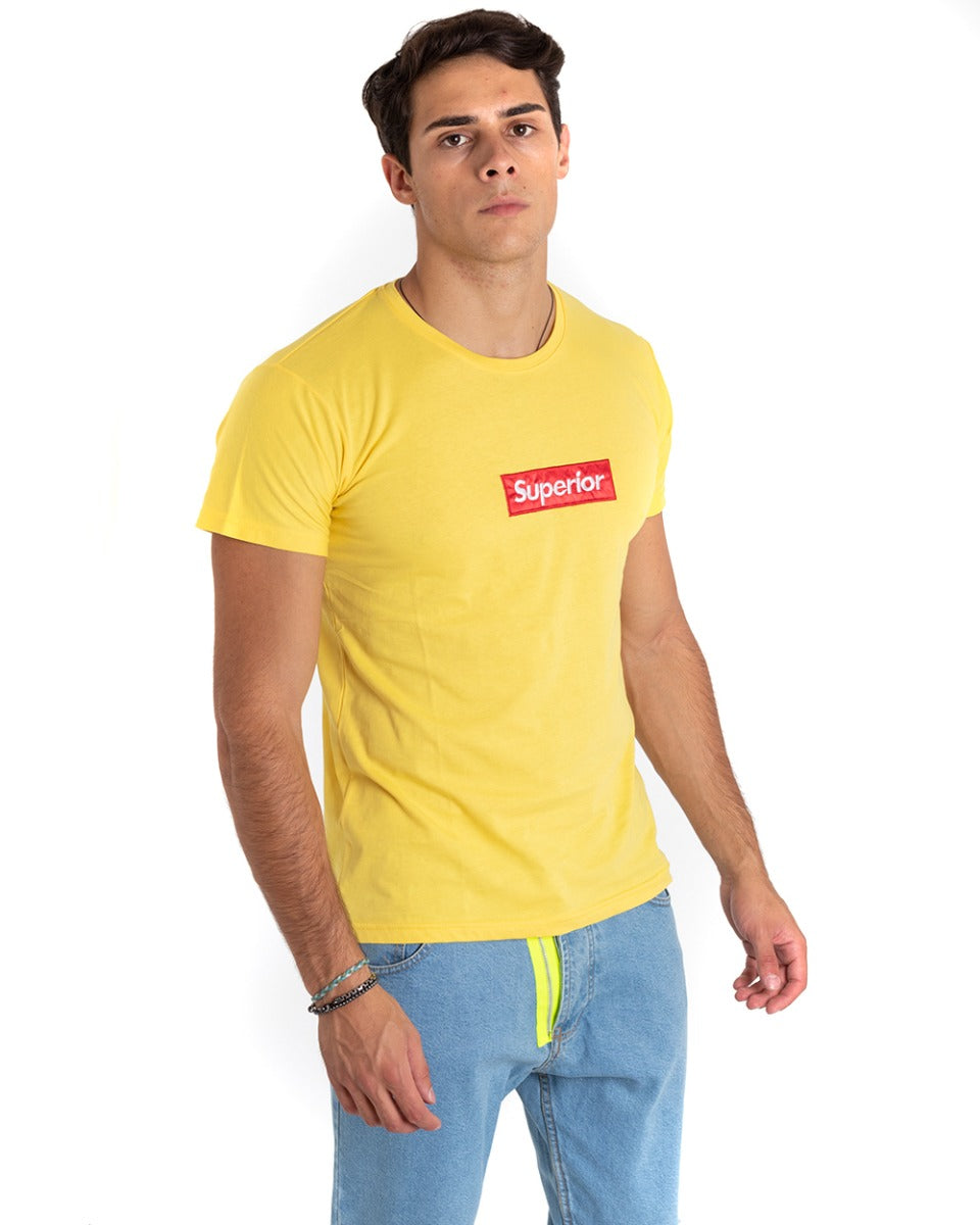 T-Shirt Uomo Stampa Scritta Gialla Girocollo Manica Corta GIOSAL-TS2663A