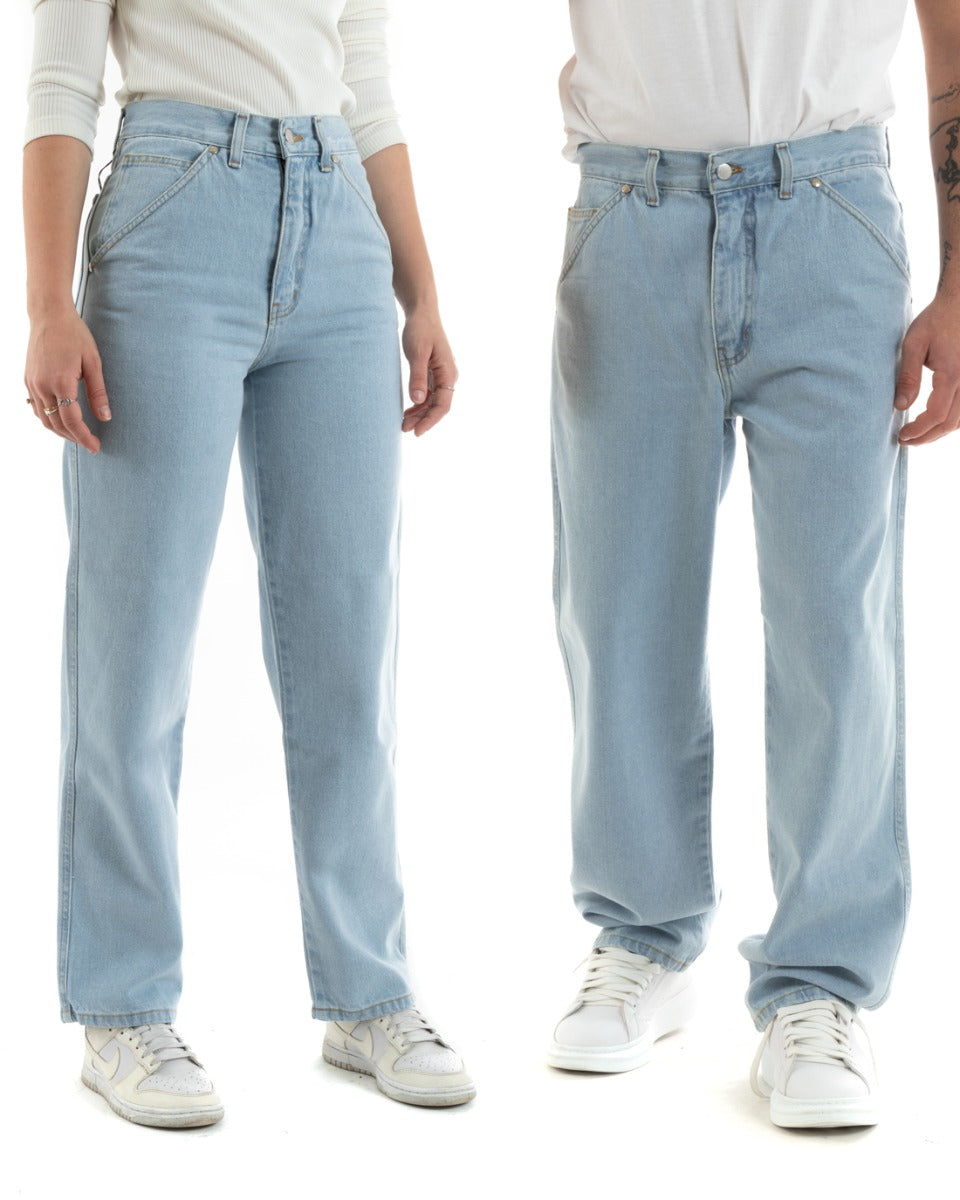 Pantaloni Jeans Uomo Unisex Baggy Denim Chiaro Tasca America Casual GIOSAL-P5756A
