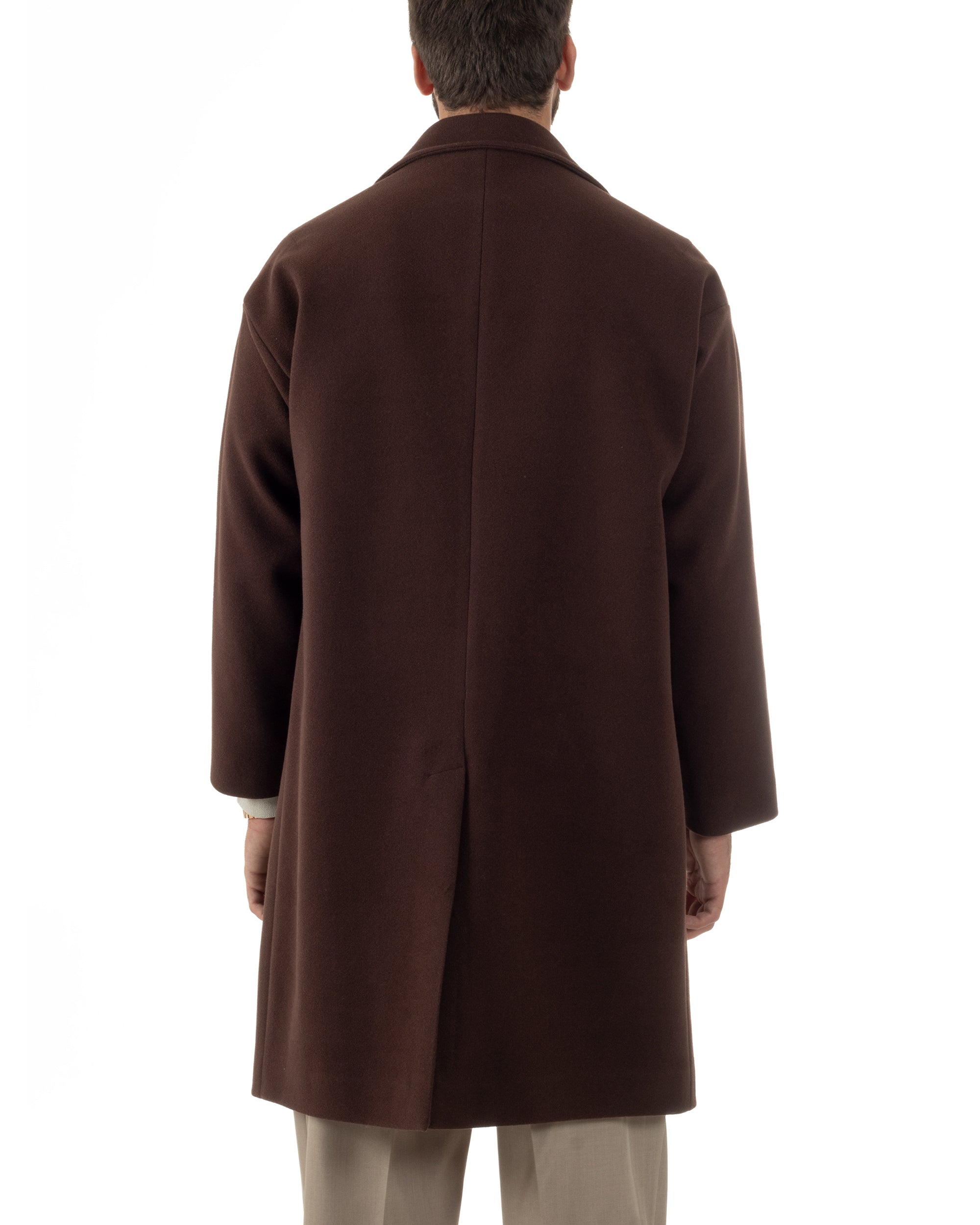 Cappotto Uomo Oversize Monopetto Maniche Raglan Collo Rever Marrone CO1076A