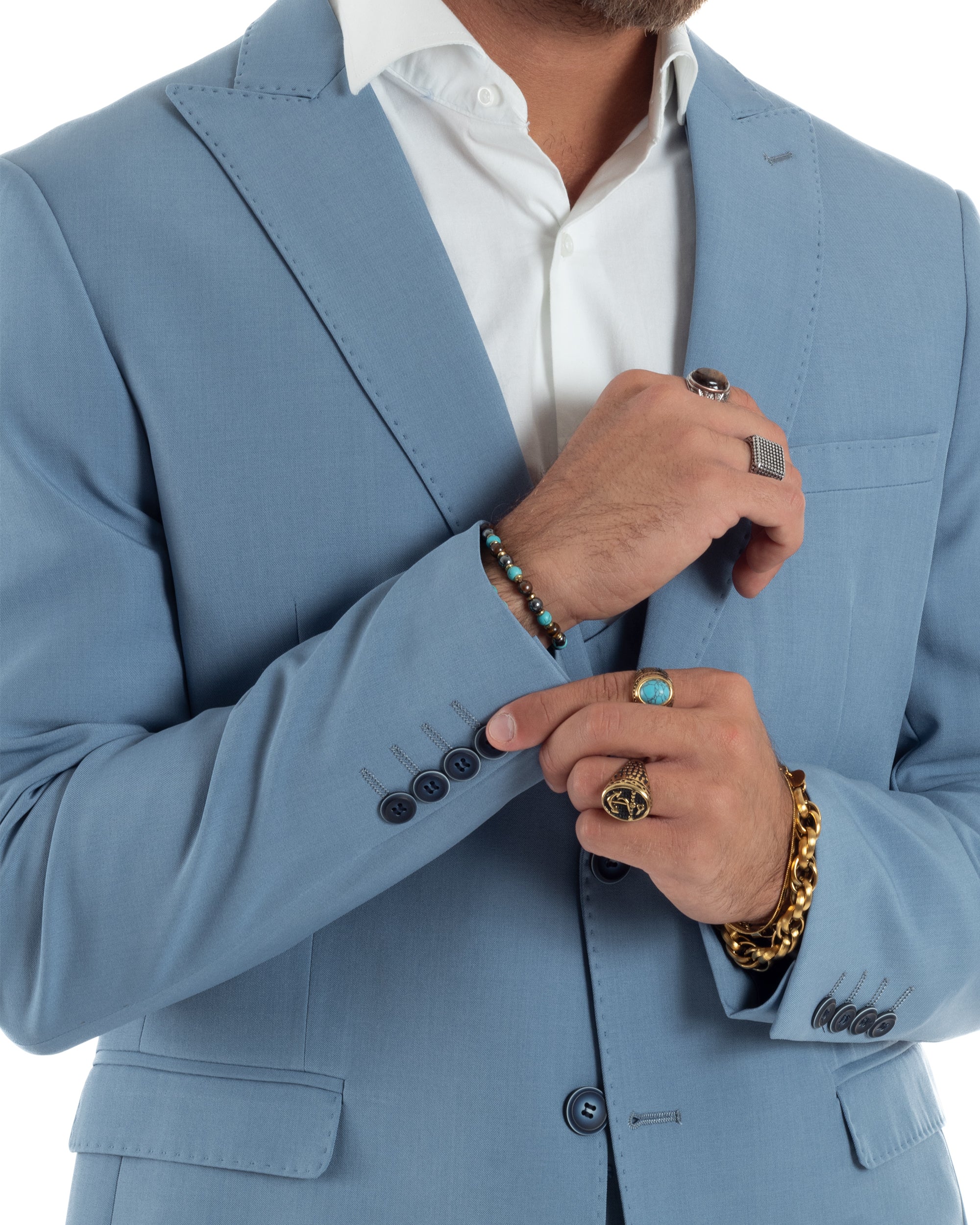 Abito Uomo Monopetto Vestito 3 Pezzi Completo Giacca Pantaloni Panciotto Elegante Sartoriale Melangiato Polvere GIOSAL-AE1160A