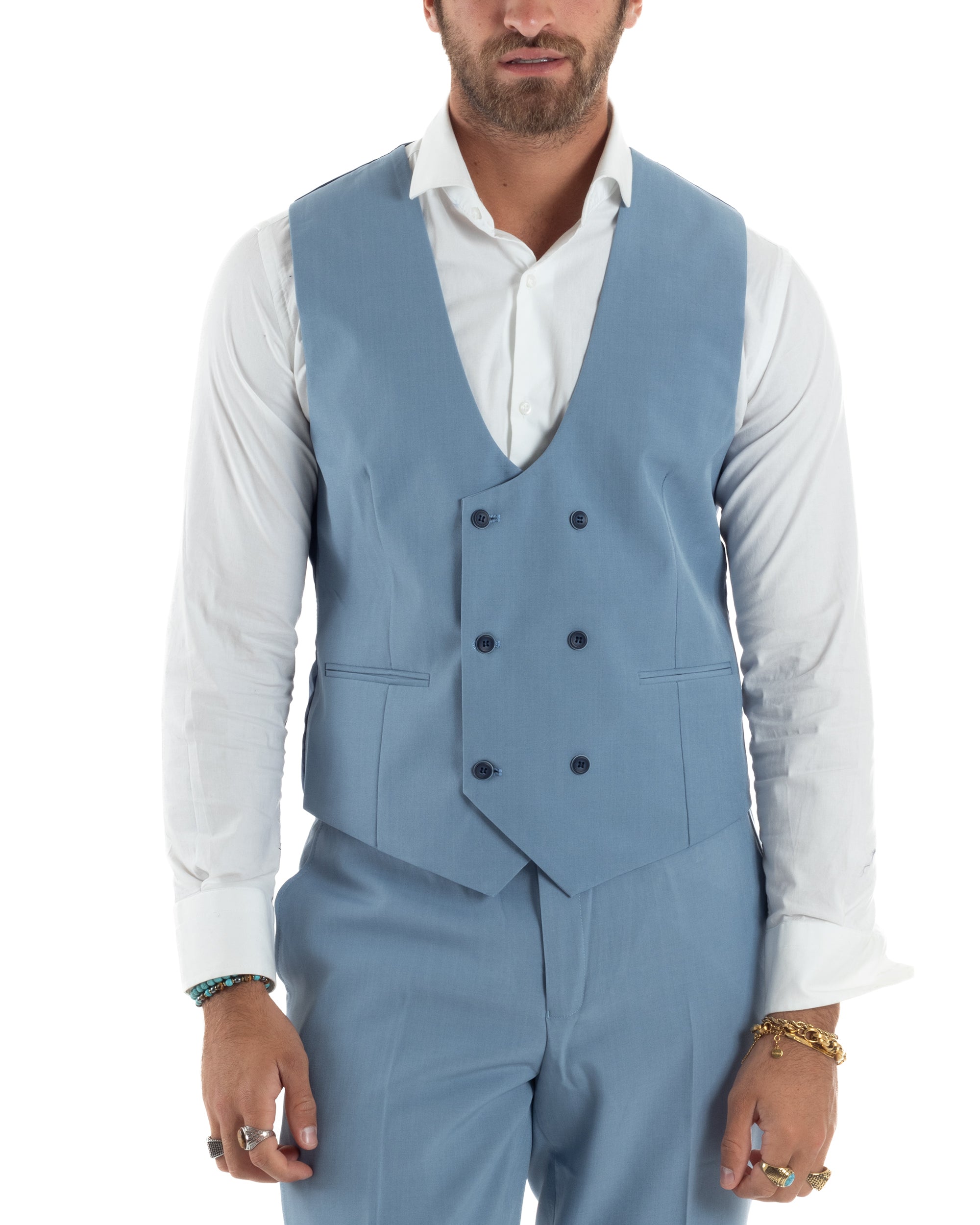 Abito Uomo Monopetto Vestito 3 Pezzi Completo Panciotto Polvere AE1160A