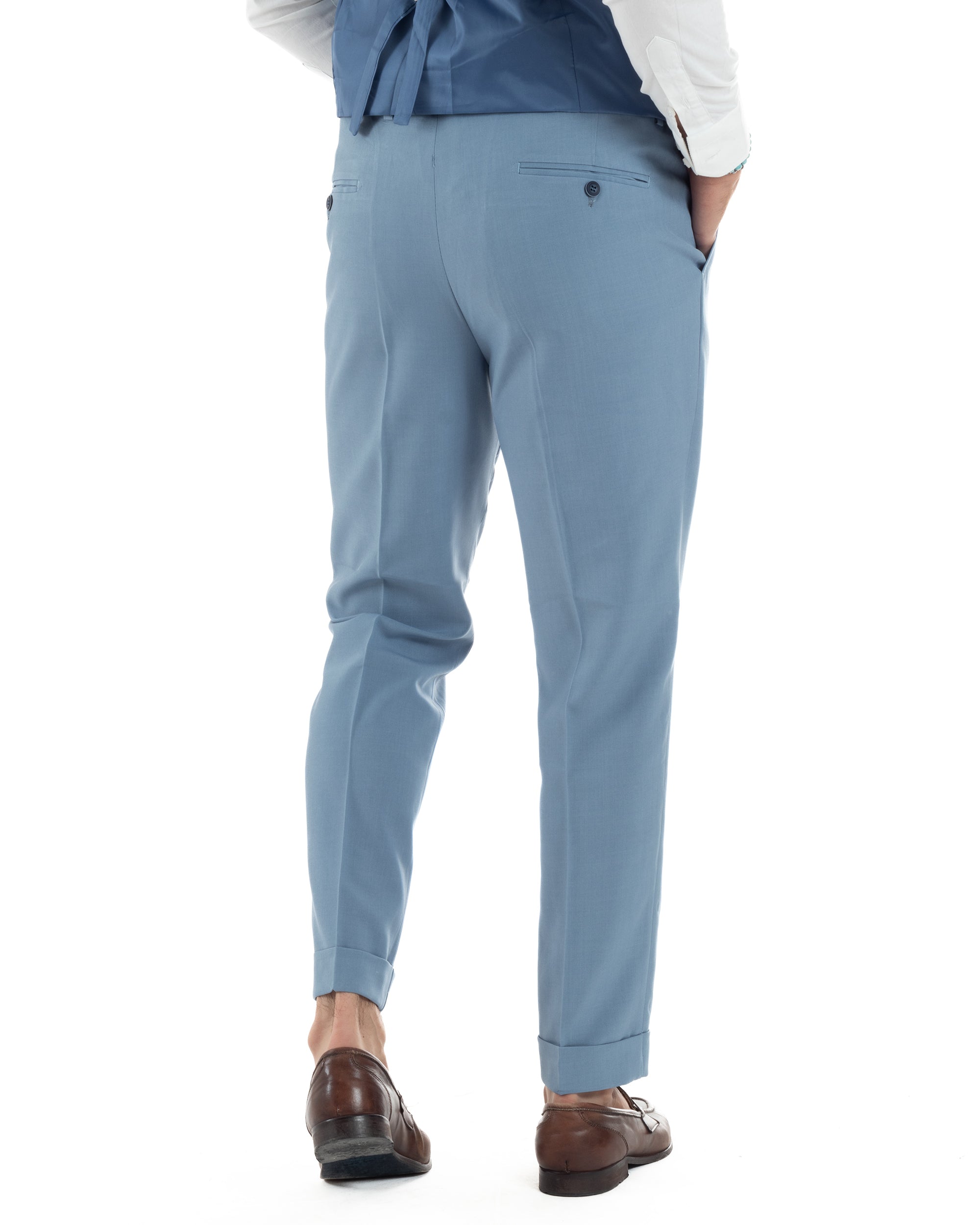 Abito Uomo Monopetto Vestito 3 Pezzi Completo Giacca Pantaloni Panciotto Elegante Sartoriale Melangiato Polvere GIOSAL-AE1160A