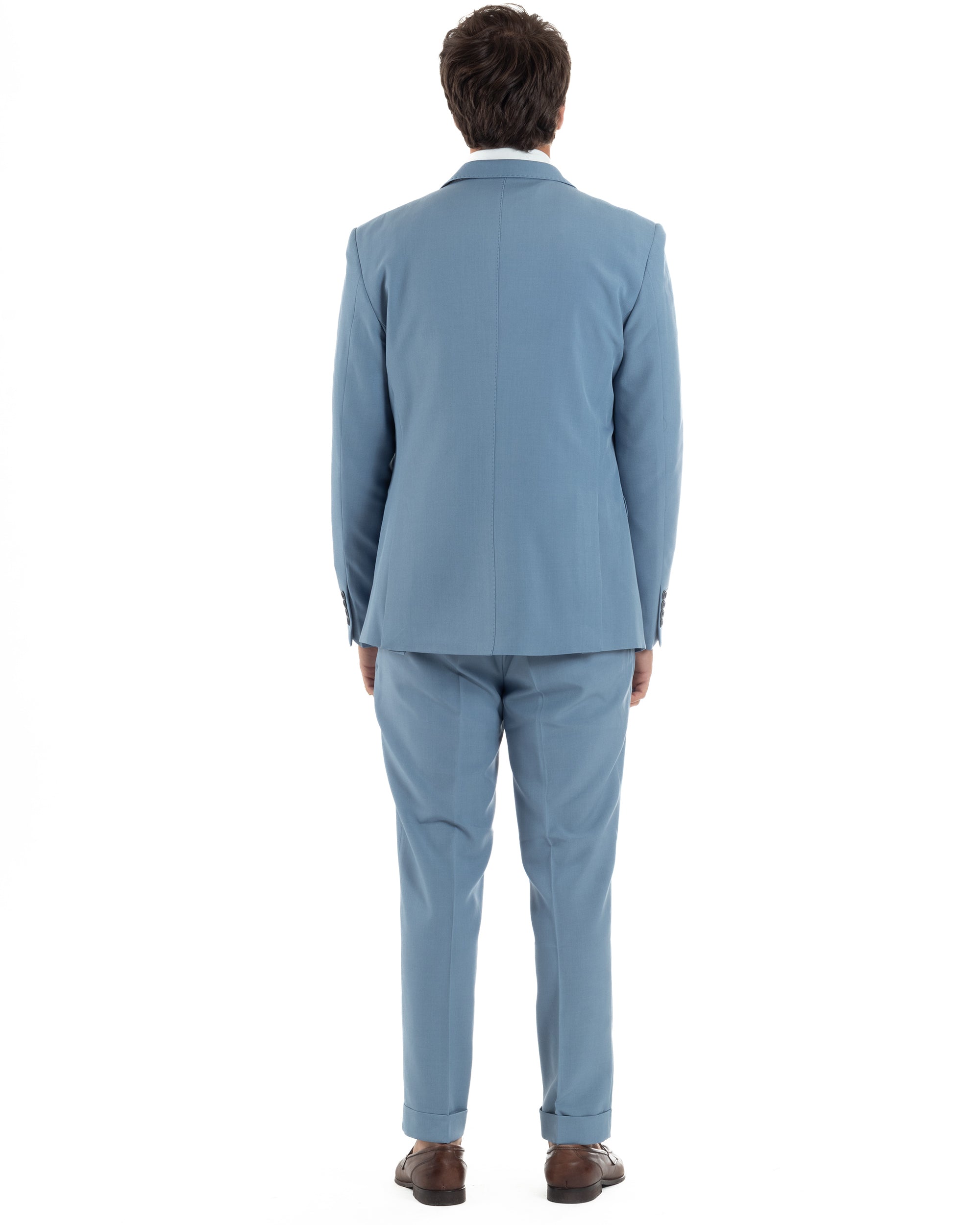 Abito Uomo Monopetto Vestito 3 Pezzi Completo Giacca Pantaloni Panciotto Elegante Sartoriale Melangiato Polvere GIOSAL-AE1160A