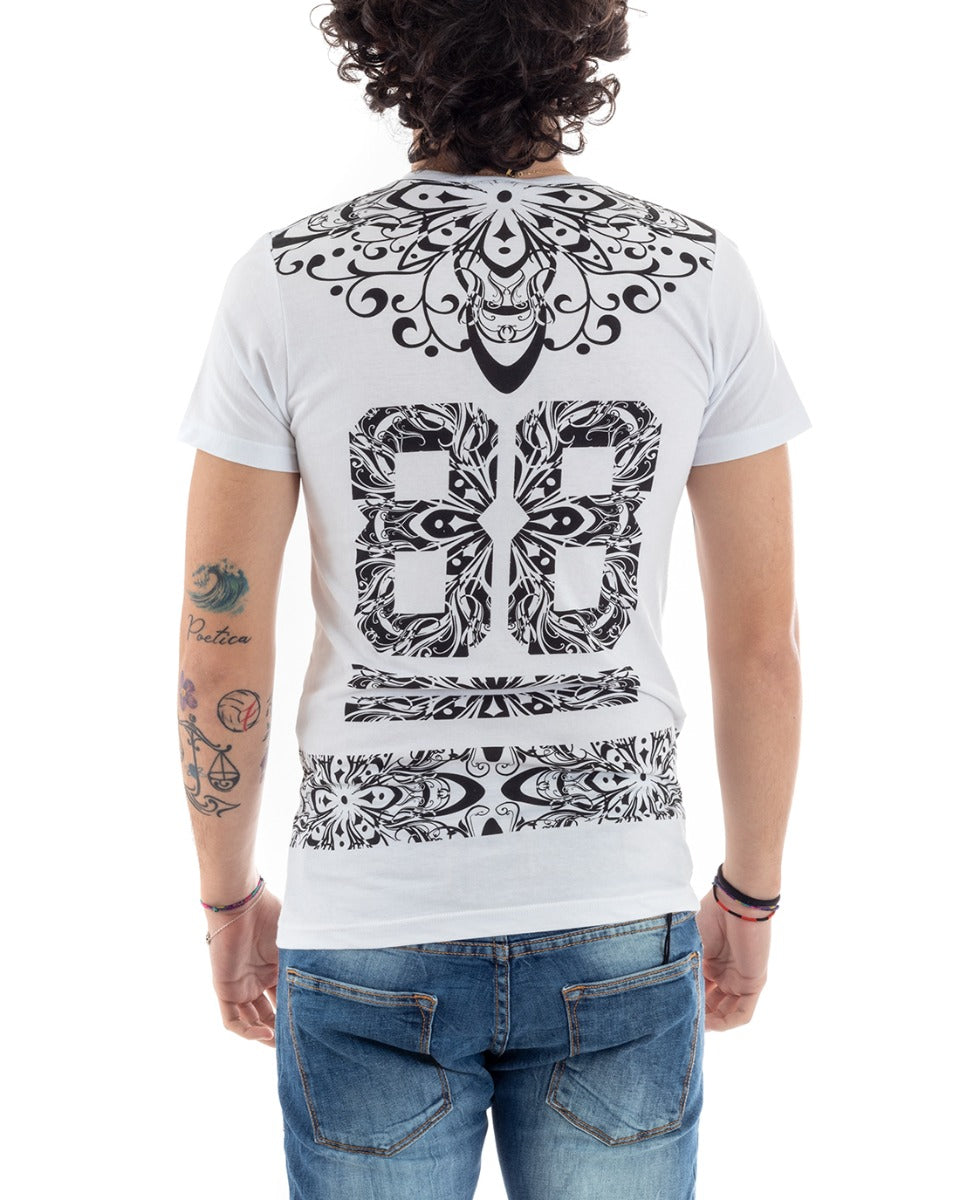 T-Shirt Uomo Mezza Manica Stampa Numeri Jacquard Girocollo Slim GIOSAL