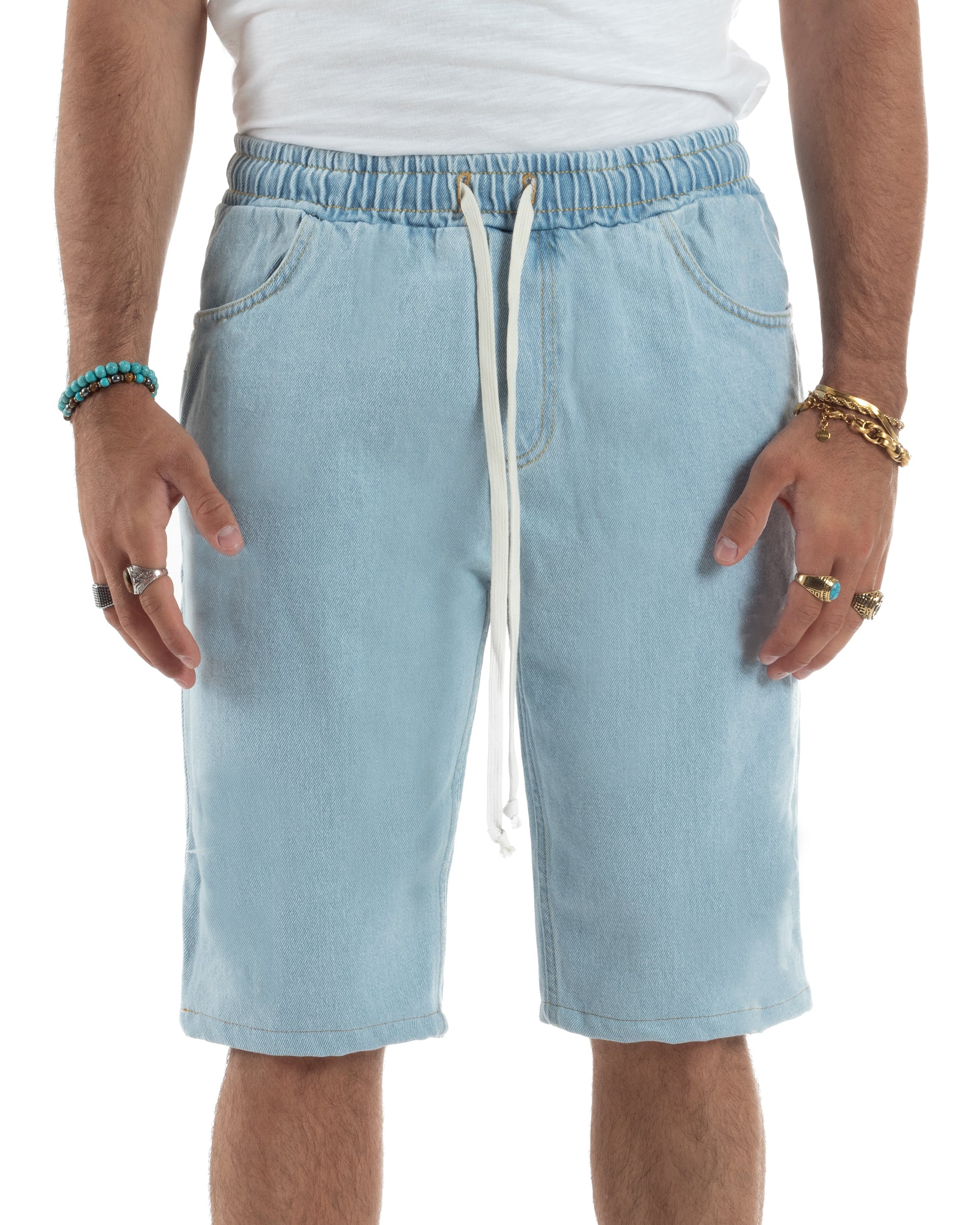 Bermuda Jeans Denim Chiaro Basic Elastico PC2029A