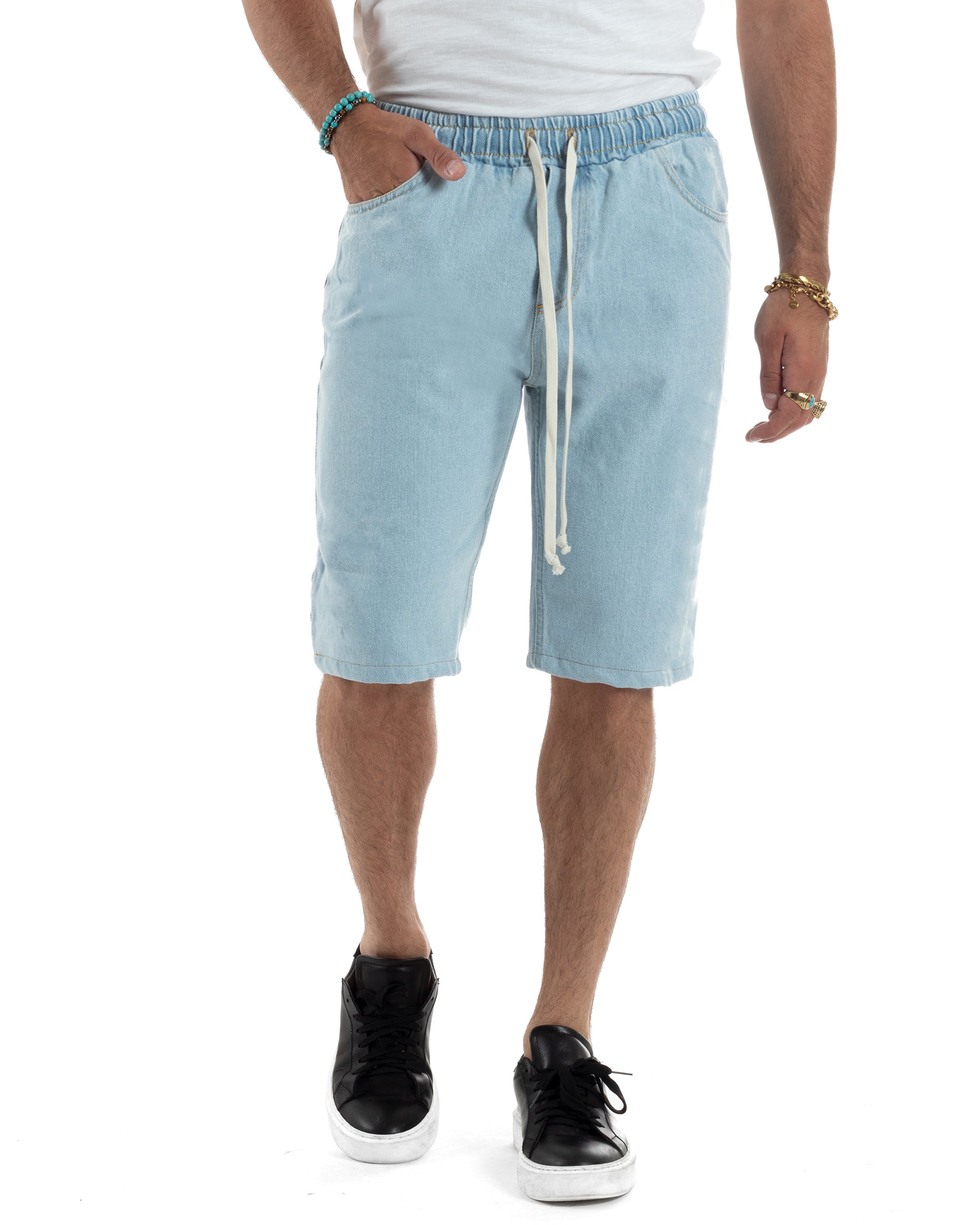 Bermuda Jeans Denim Chiaro Basic Elastico PC2029A
