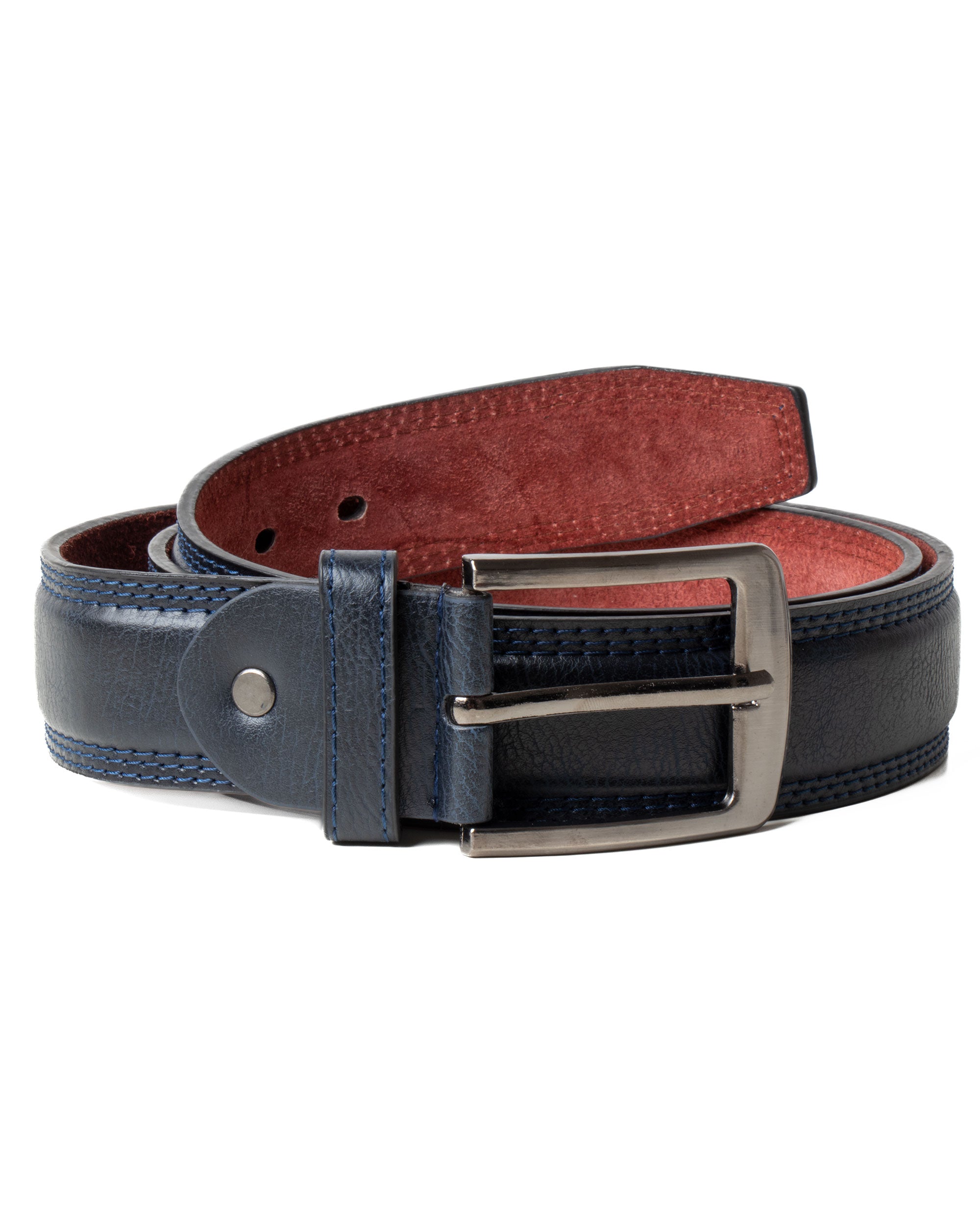 Cintura Uomo Larga Cinta Fibbia in Metallo Regolabile Ecopelle Martellata Blu GIOSAL-A2123A