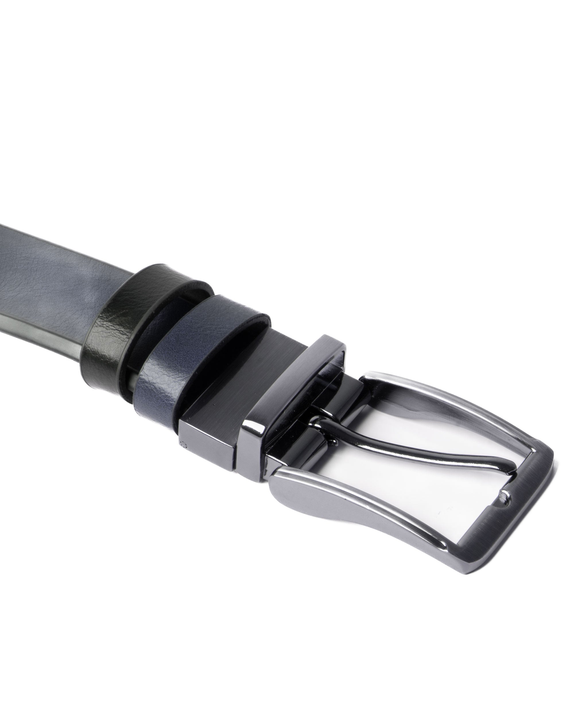 Cintura Uomo Larga Cinta Reversibile Fibbia in Metallo Regolabile Ecopelle Martellata Bicolore Blu GIOSAL-A2125A