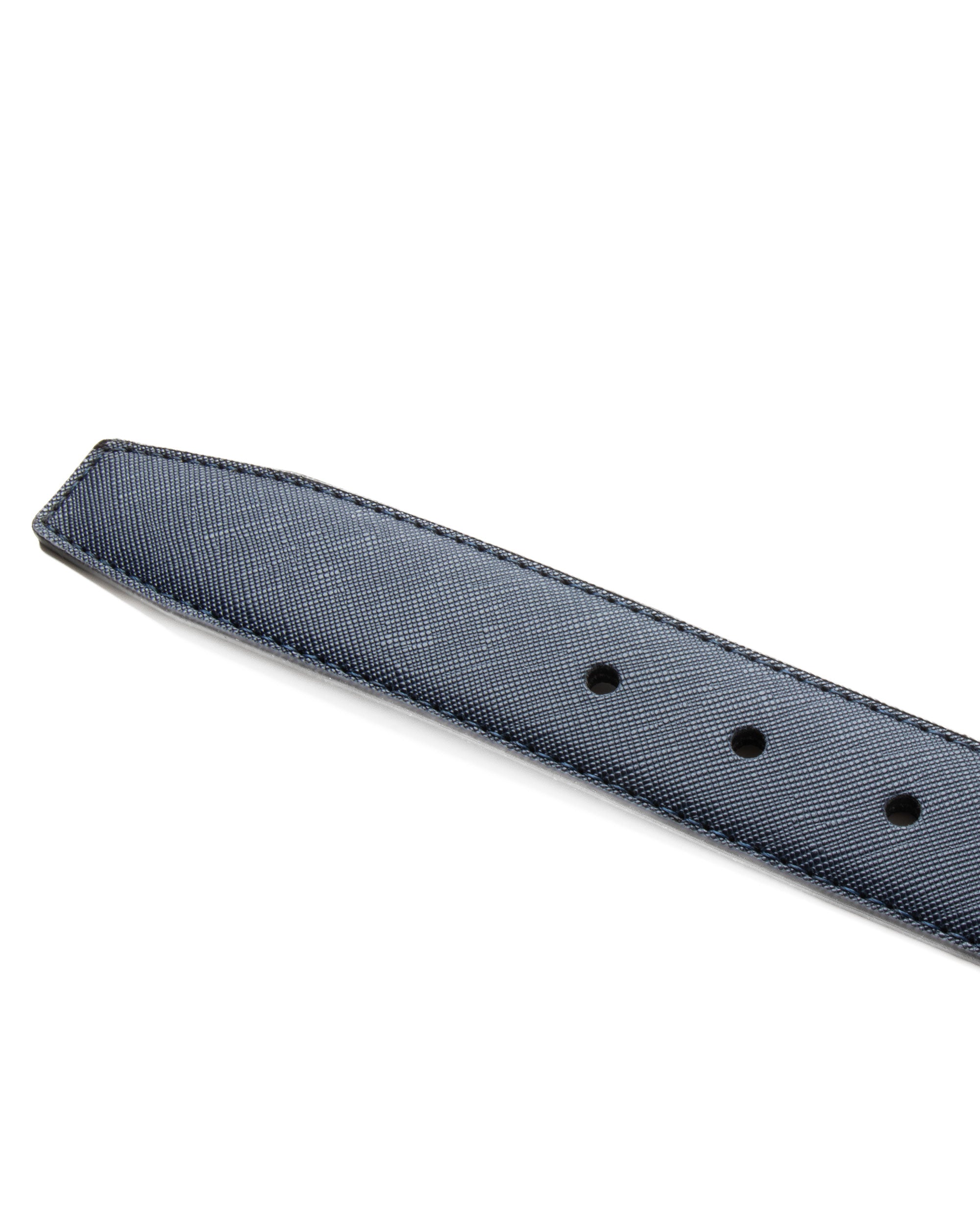 Cintura Uomo Larga Cinta Fibbia in Metallo Regolabile Ecopelle Texture Saffiano Blu GIOSAL-A2127A