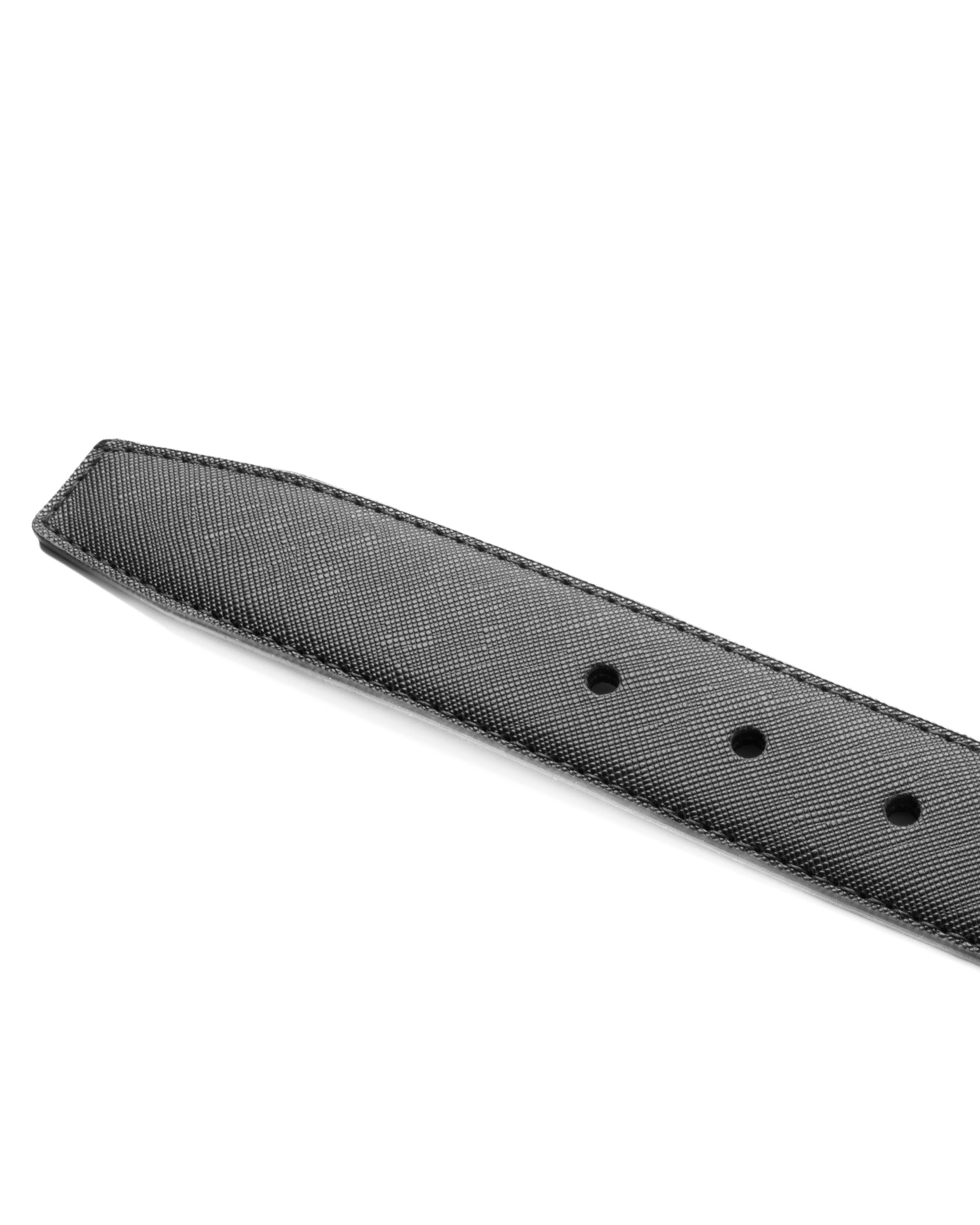 Cintura Uomo Larga Cinta Fibbia in Metallo Regolabile Ecopelle Texture Saffiano Nero GIOSAL-A2128A