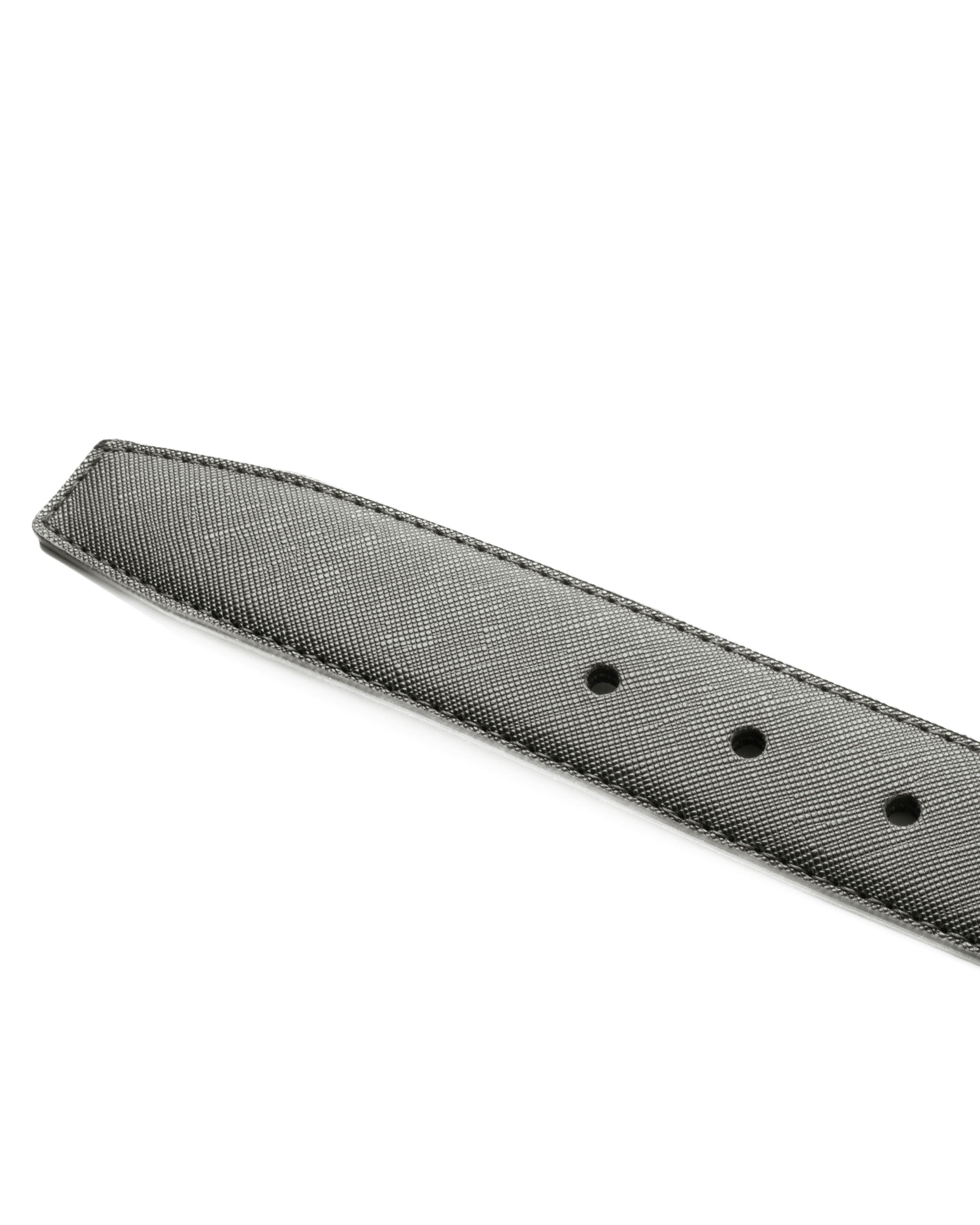 Cintura Uomo Larga Cinta Fibbia in Metallo Regolabile Ecopelle Texture Saffiano Grigio GIOSAL-A2129A