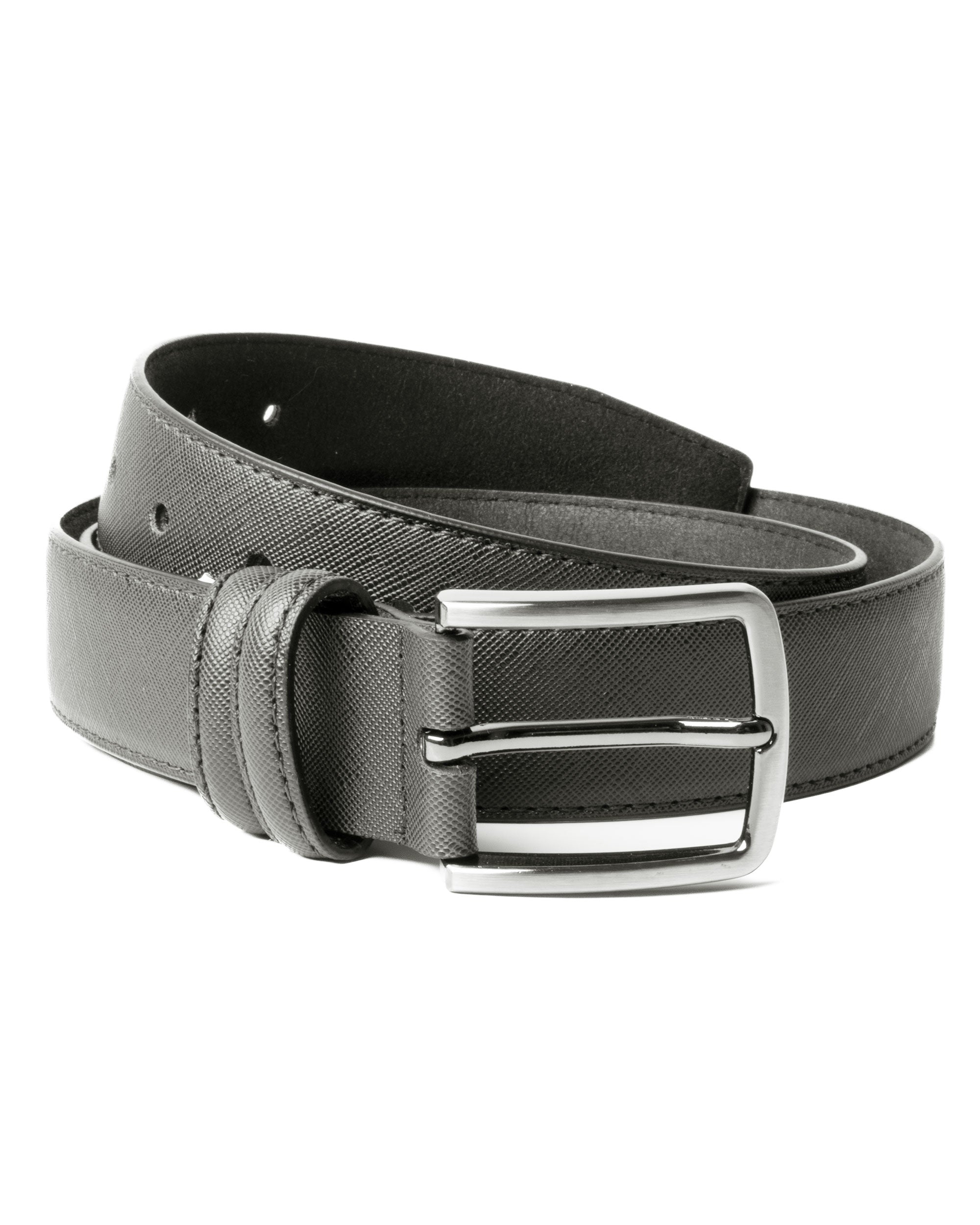 Cintura Uomo Larga Cinta Fibbia in Metallo Regolabile Ecopelle Texture Saffiano Grigio GIOSAL-A2129A