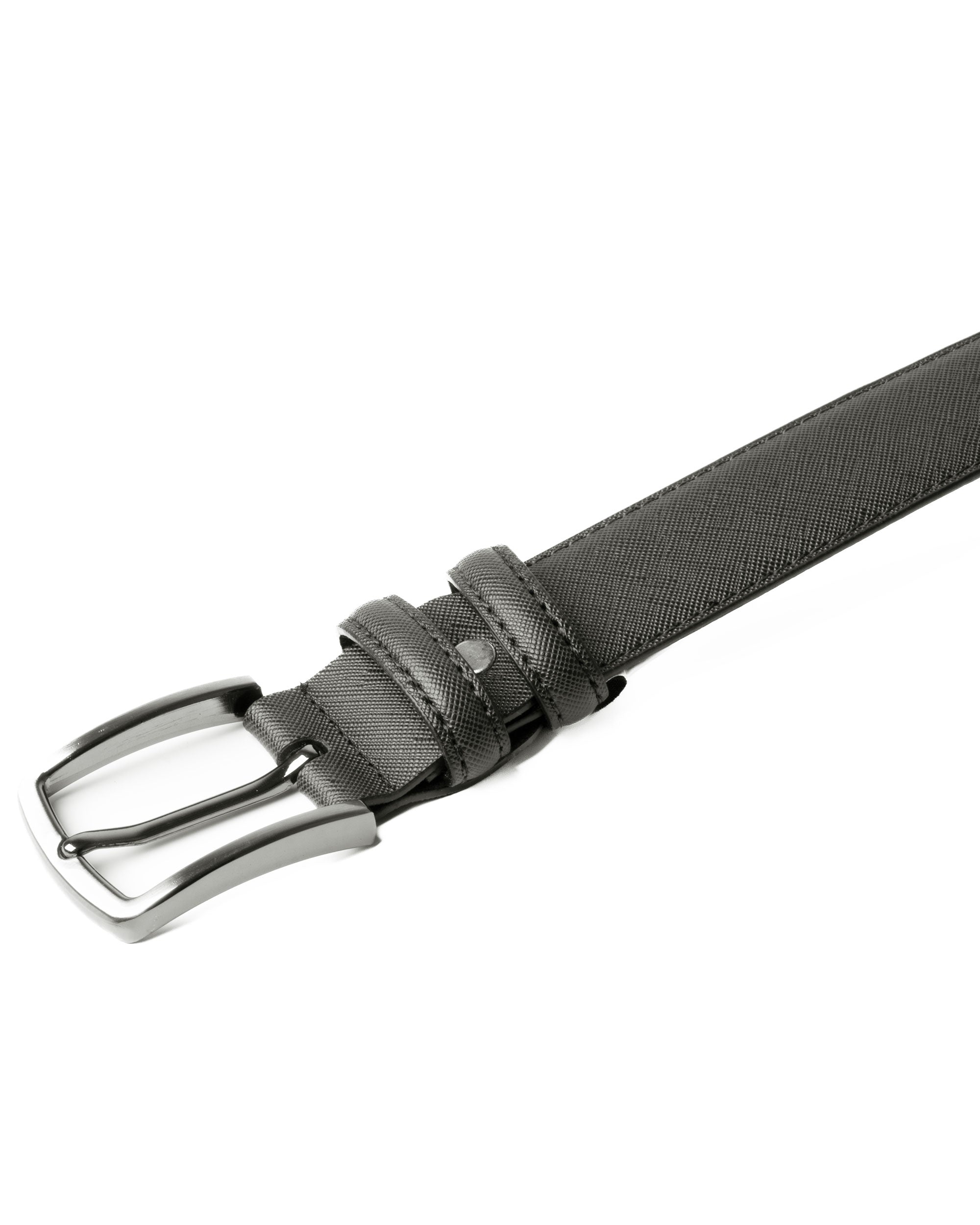 Cintura Uomo Larga Cinta Fibbia in Metallo Regolabile Ecopelle Texture Saffiano Grigio GIOSAL-A2129A