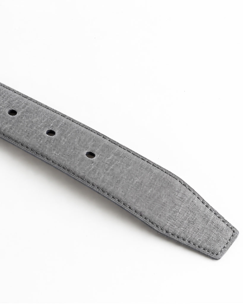 Cintura uomo saffiano tessuto doppia cucitura fibbia in metallo scuro tinta unita grigio GIOSAL-A2144A
