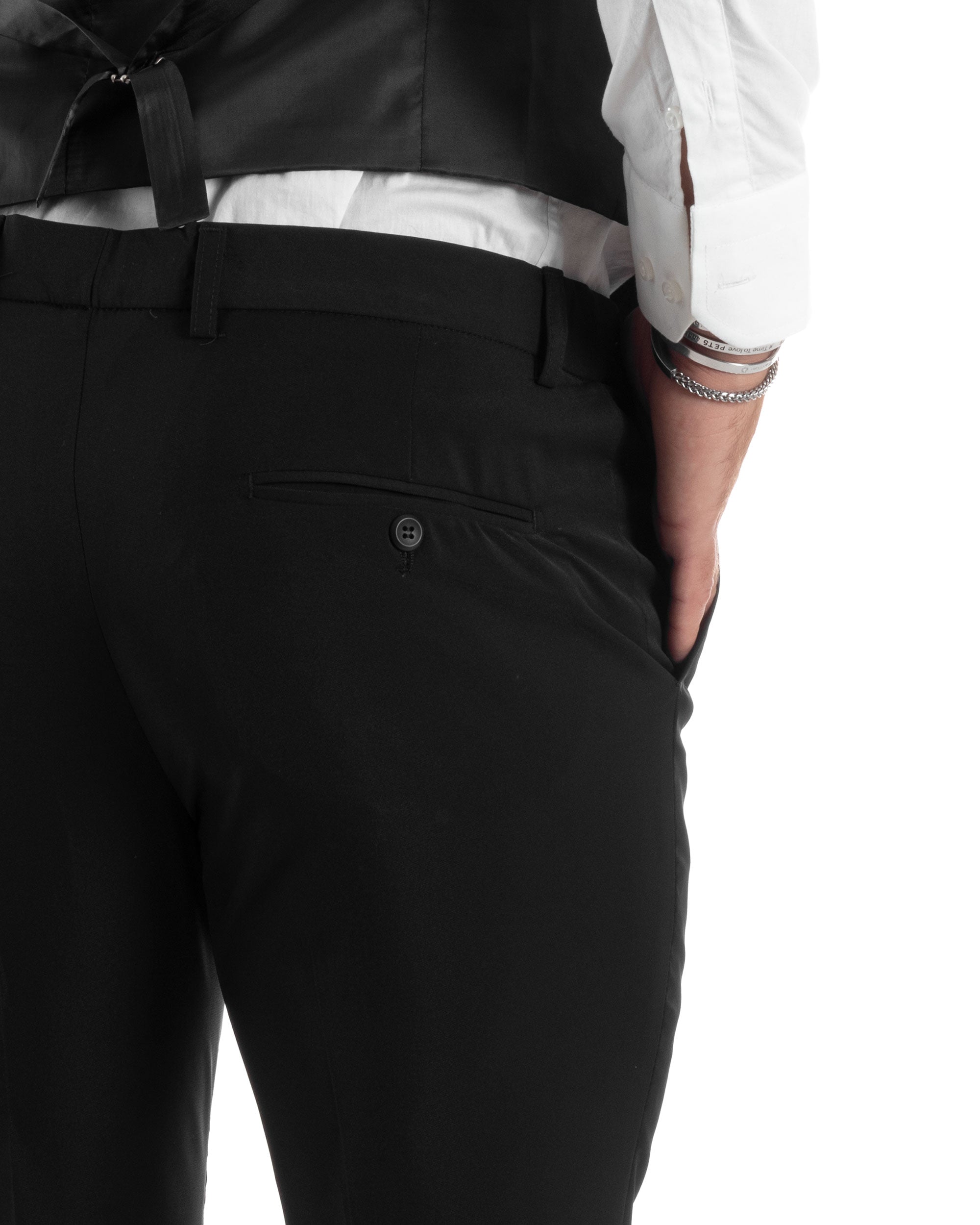 Abito Uomo Monopetto Vestito 3 Pezzi Completo Panciotto Nero AE1067A